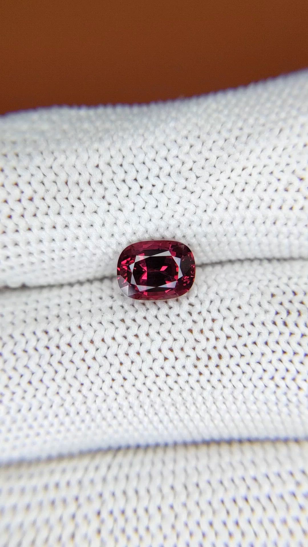 1.62 Ct. Purplish Red Rhodolite Garnet from Ceylon (Sri Lanka) Size Video
