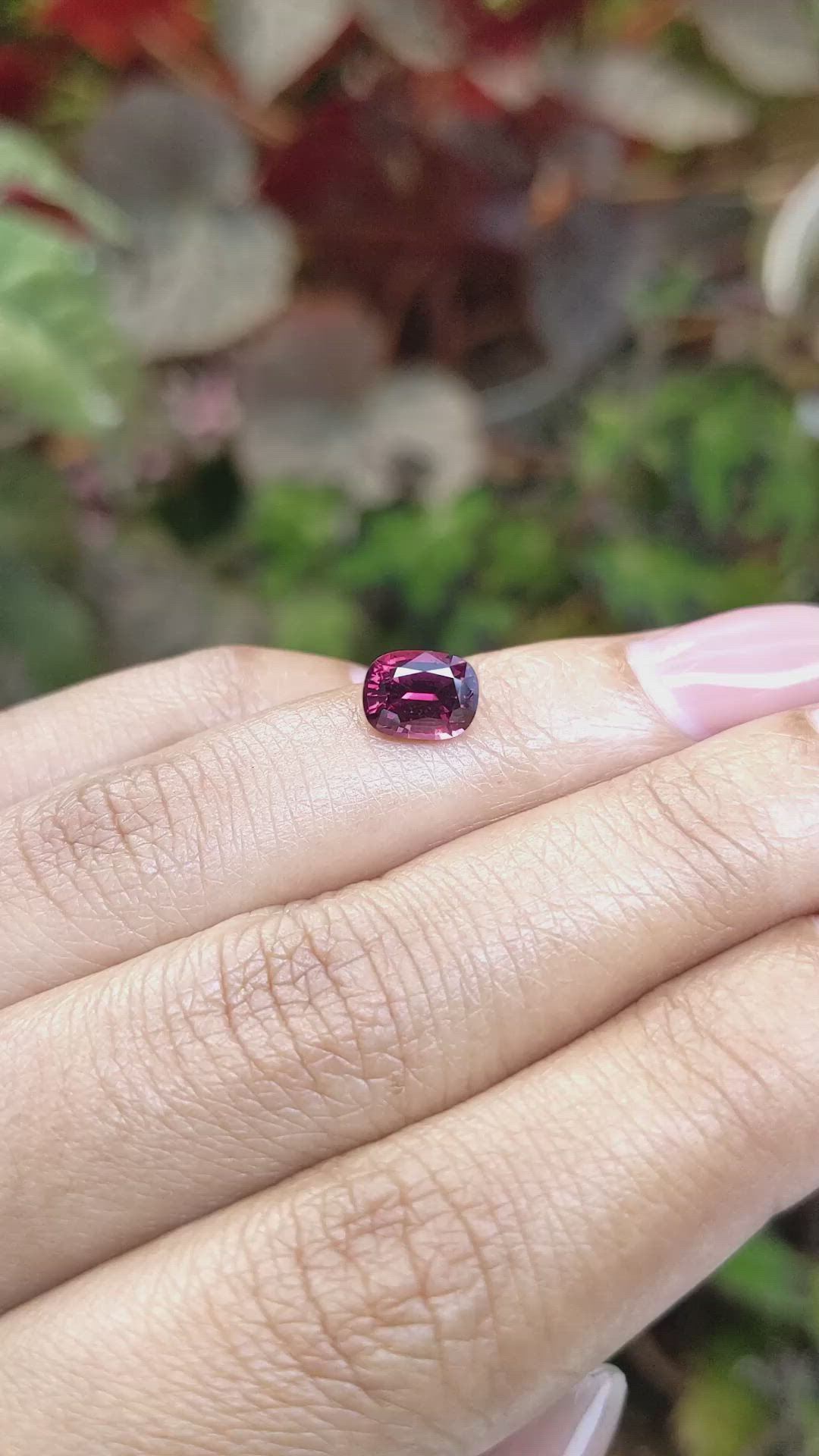 1.62 Ct. Purplish Red Rhodolite Garnet from Ceylon (Sri Lanka) Size Video