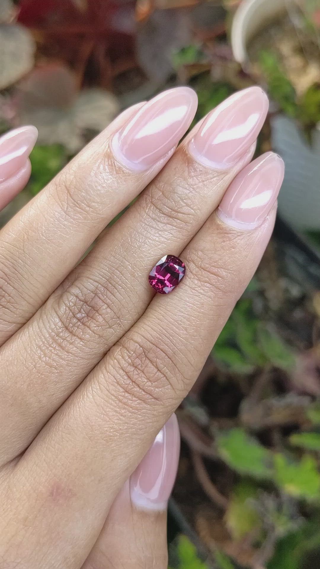 1.62 Ct. Purplish Red Rhodolite Garnet from Ceylon (Sri Lanka) Size Video