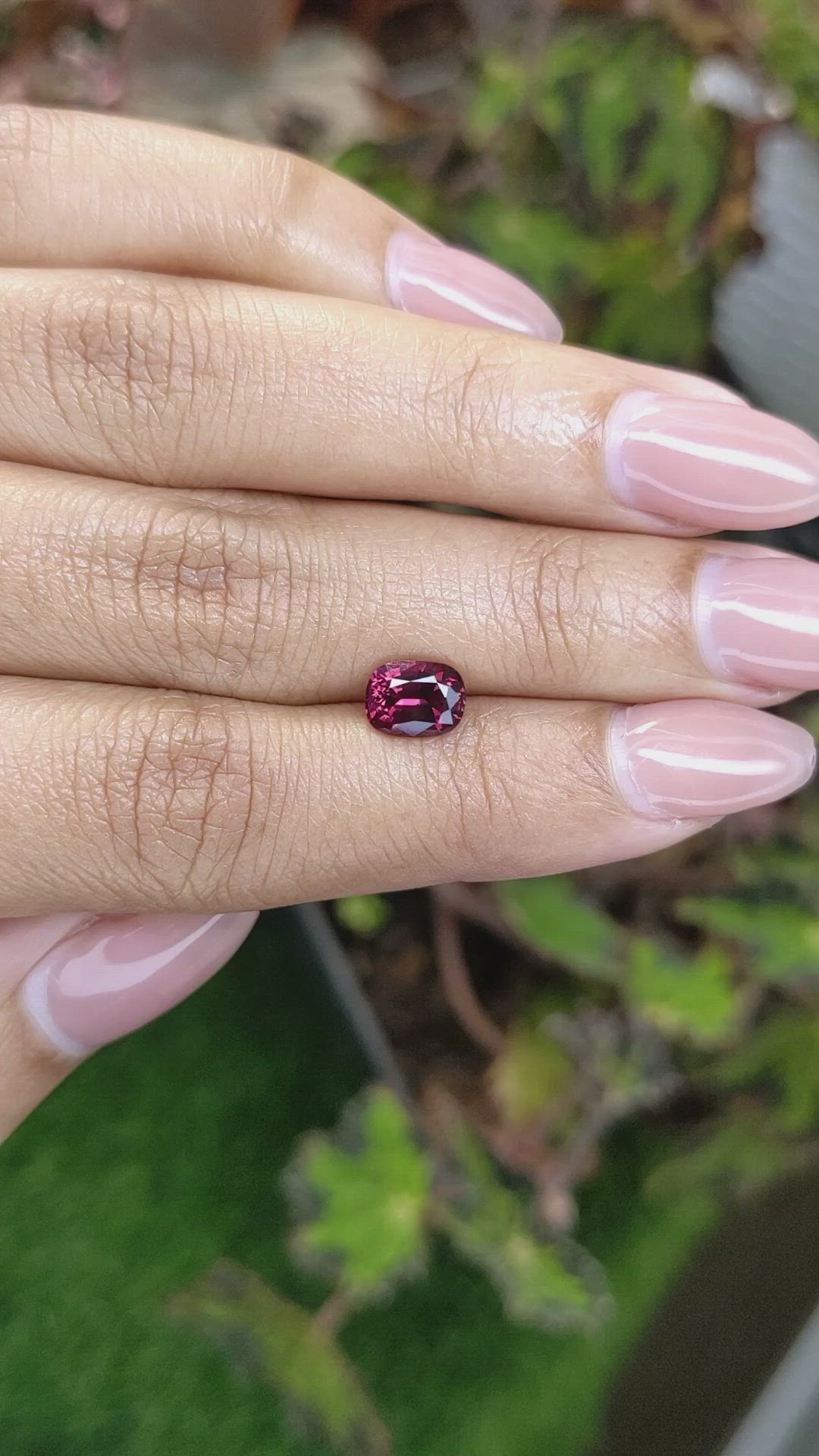 1.62 Ct. Purplish Red Rhodolite Garnet from Ceylon (Sri Lanka) Size Video