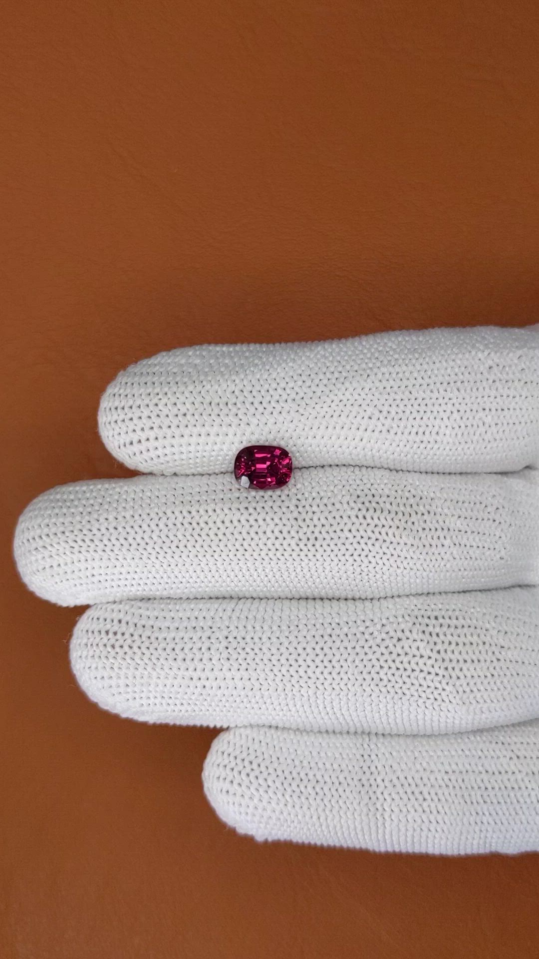 1.62 Ct. Purplish Red Rhodolite Garnet from Ceylon (Sri Lanka) Size Video