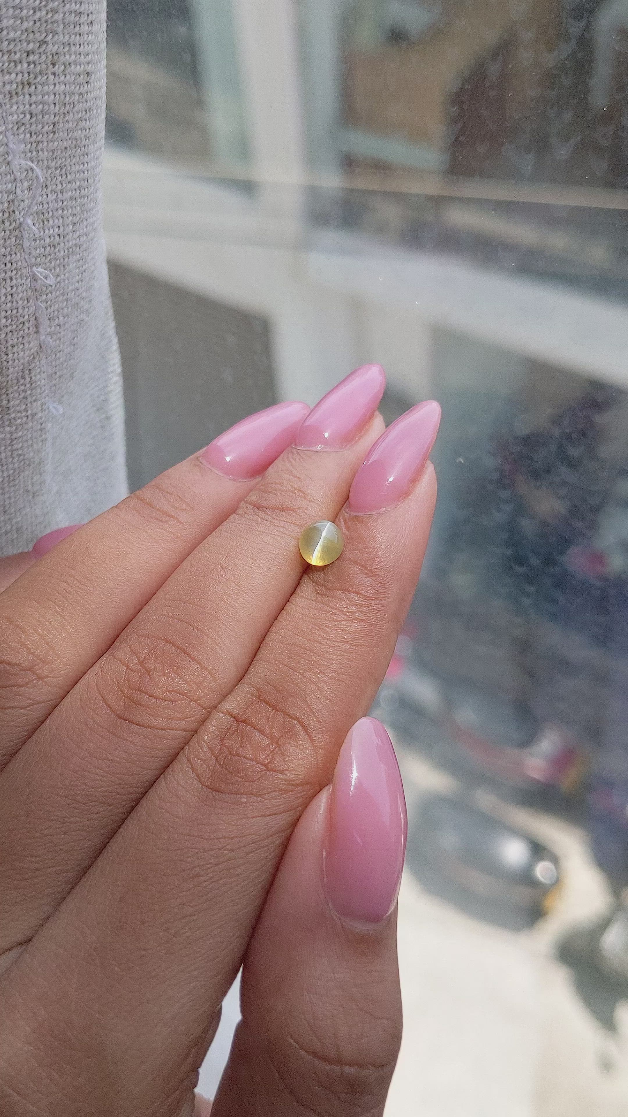 1.02 Ct. Greenish Yellow Cabochon Chrysoberyl from Tanzania Size Video