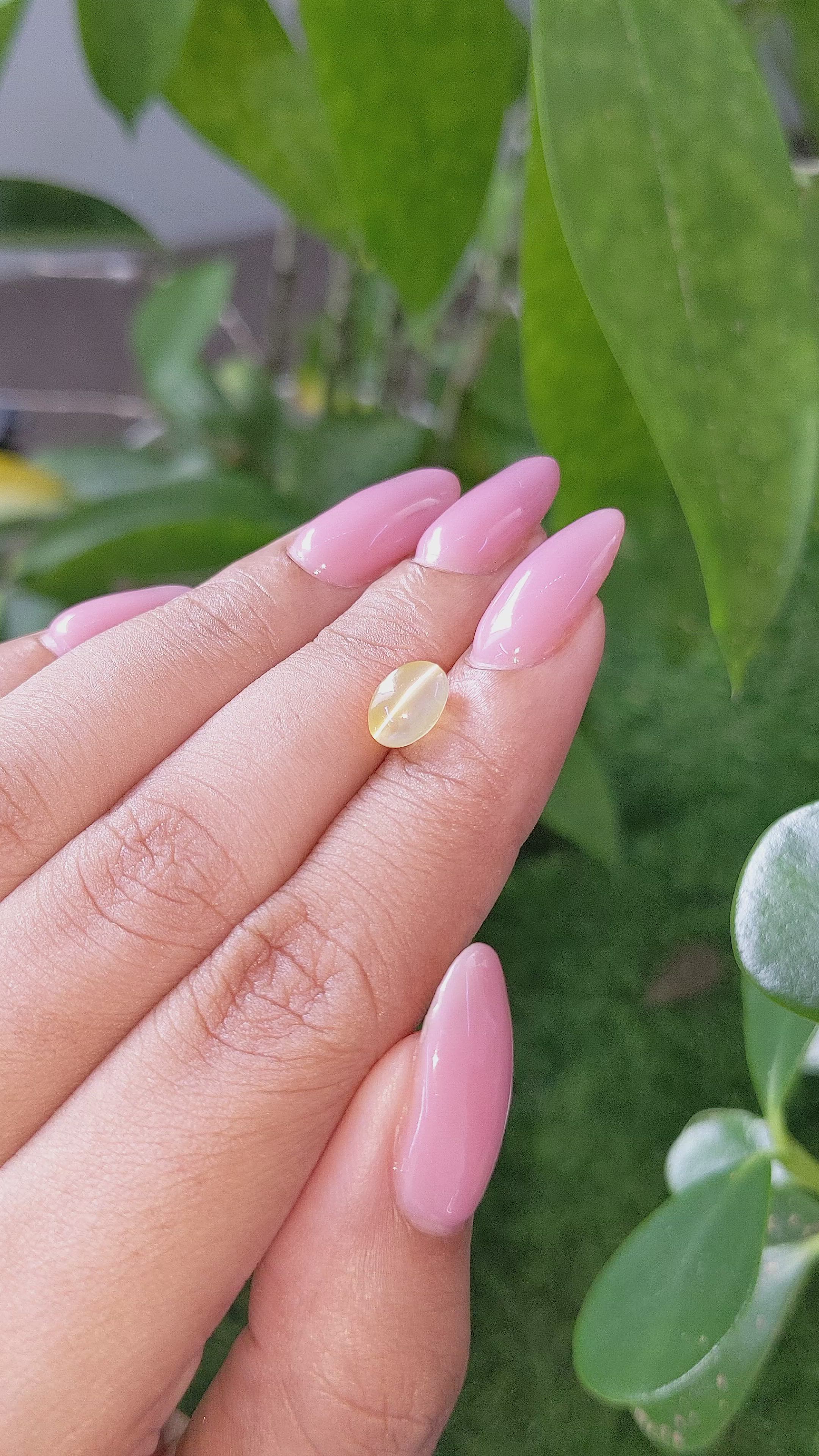 2.05 Ct. Greenish Yellow Cabochon Chrysoberyl from Tanzania Size Video
