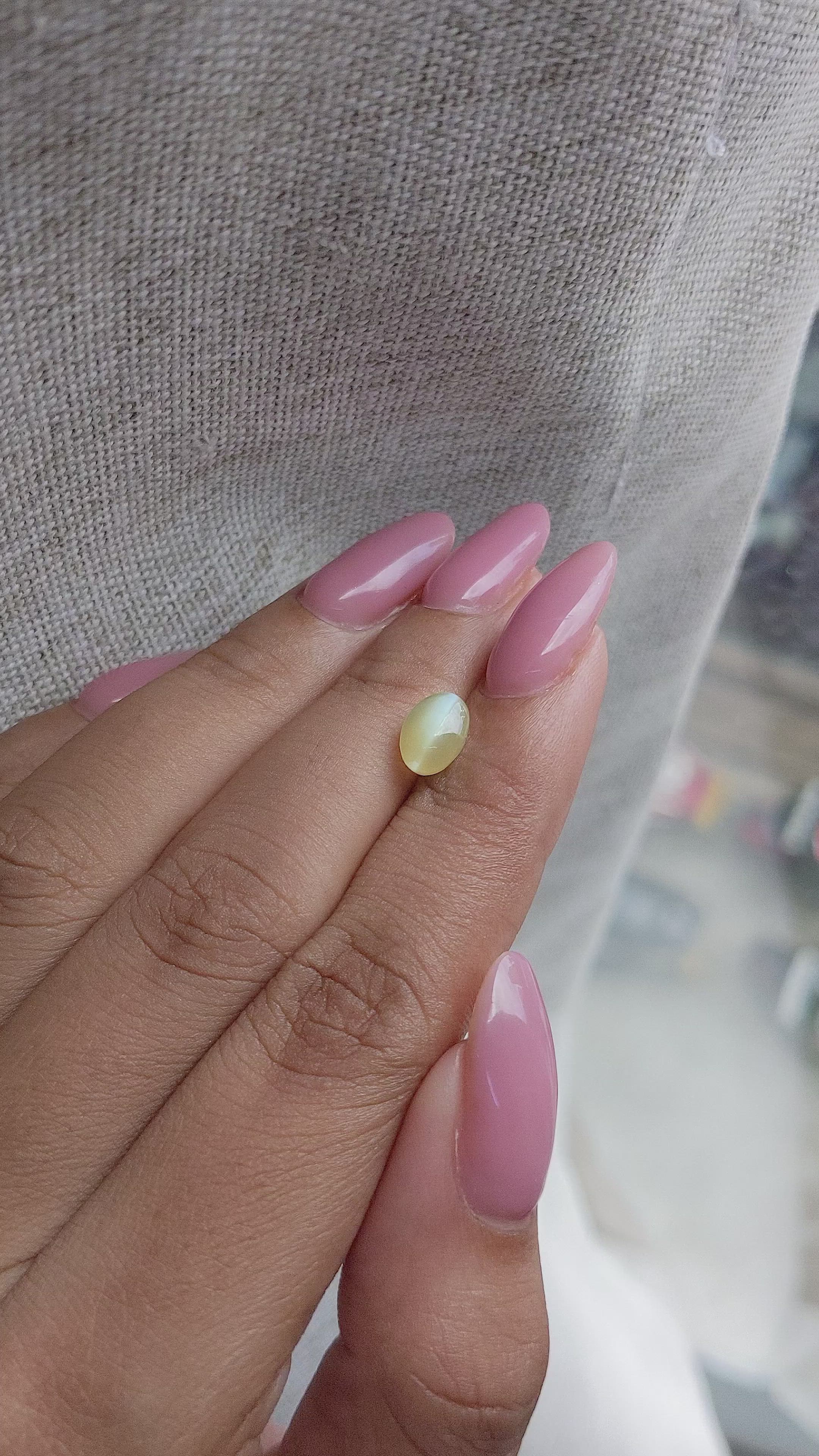 2.05 Ct. Greenish Yellow Cabochon Chrysoberyl from Tanzania Size Video