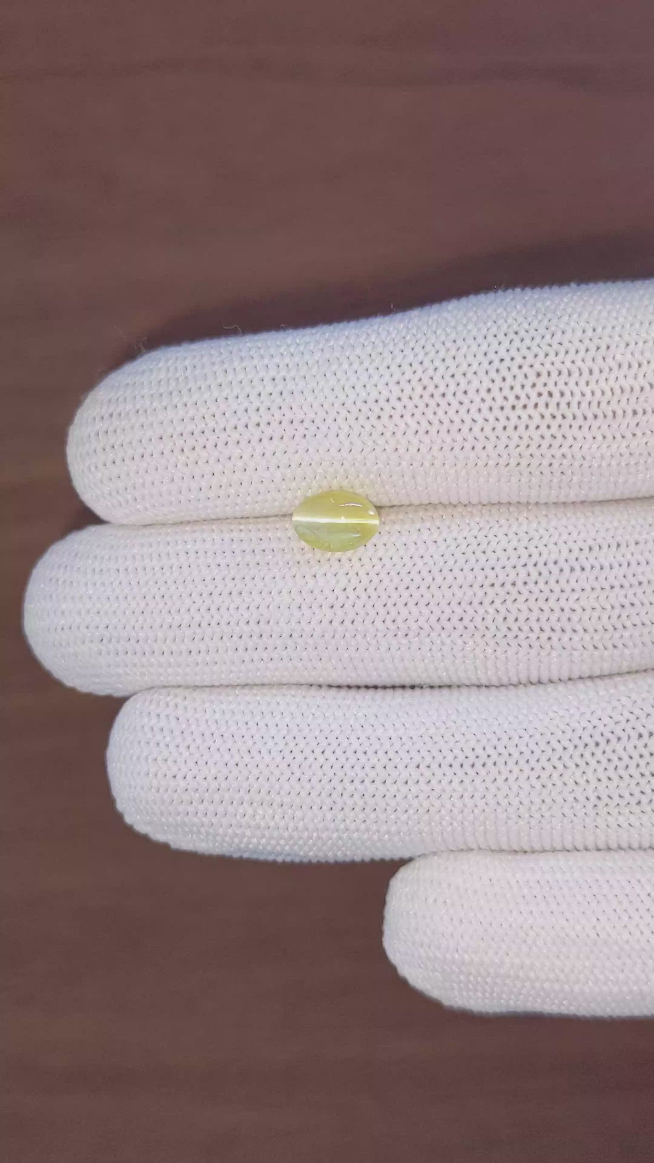 2.05 Ct. Greenish Yellow Cabochon Chrysoberyl from Tanzania Size Video