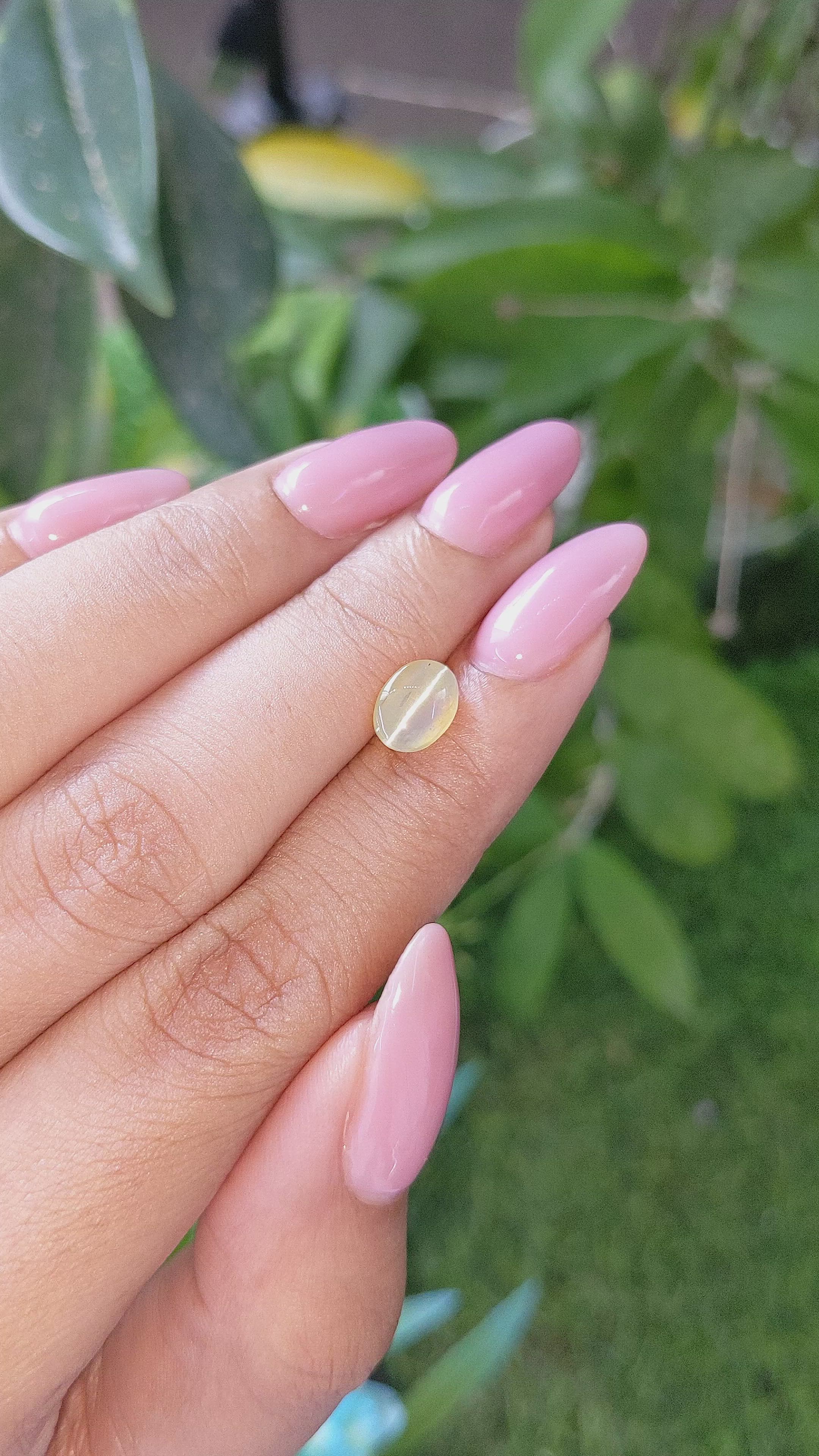 1.73 Ct. Greenish Yellow Cabochon Chrysoberyl from Tanzania Size Video