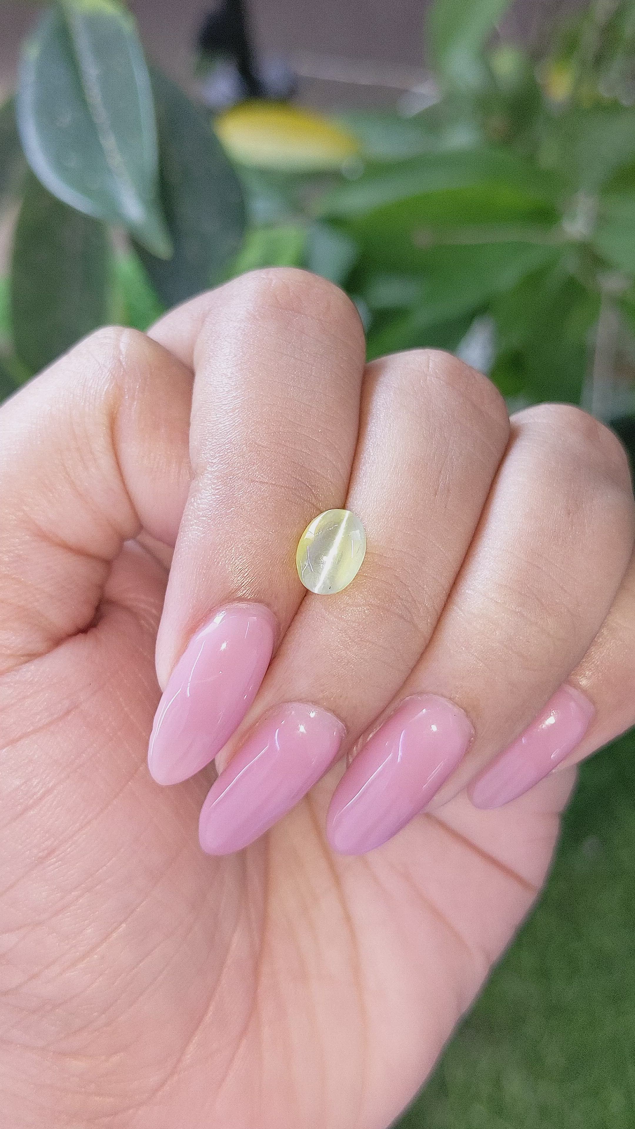 1.73 Ct. Greenish Yellow Cabochon Chrysoberyl from Tanzania Size Video