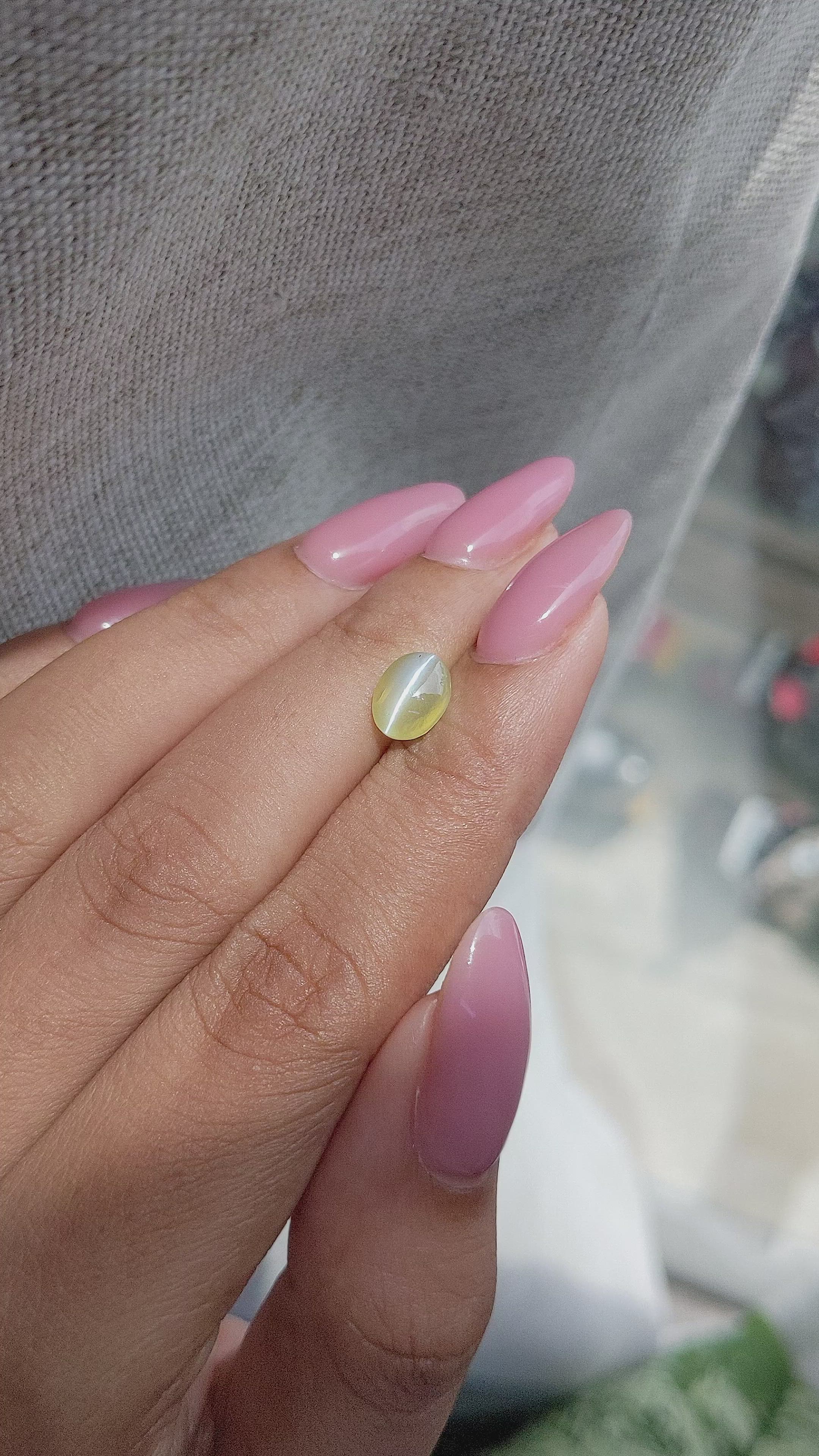 1.73 Ct. Greenish Yellow Cabochon Chrysoberyl from Tanzania Size Video