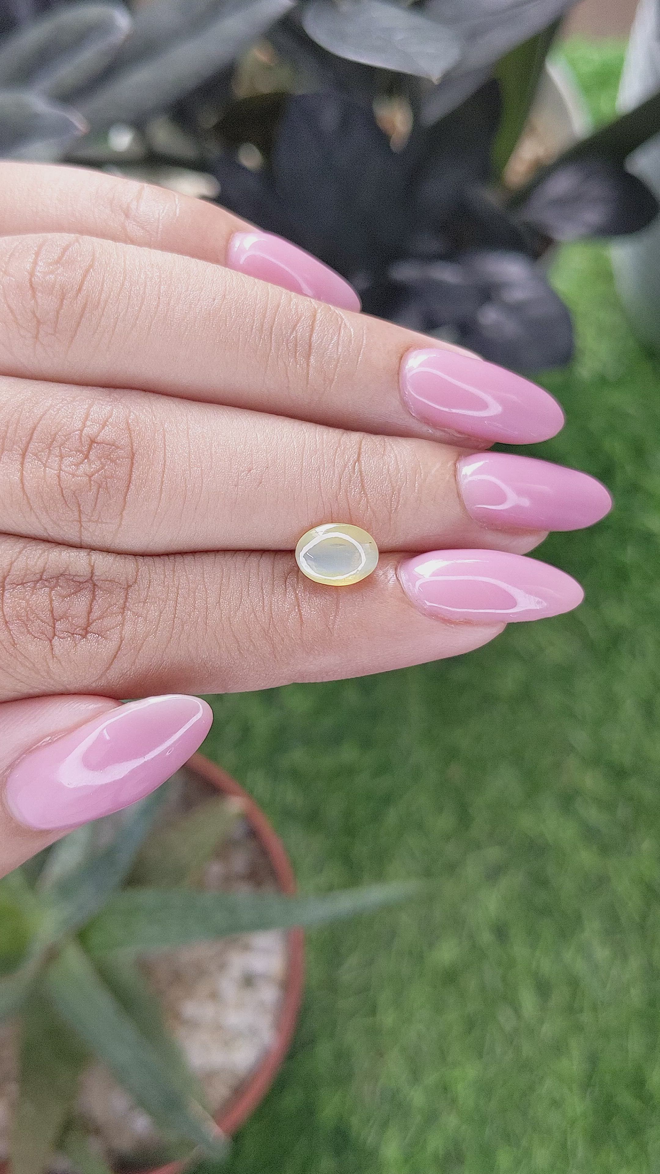 1.73 Ct. Greenish Yellow Cabochon Chrysoberyl from Tanzania Size Video
