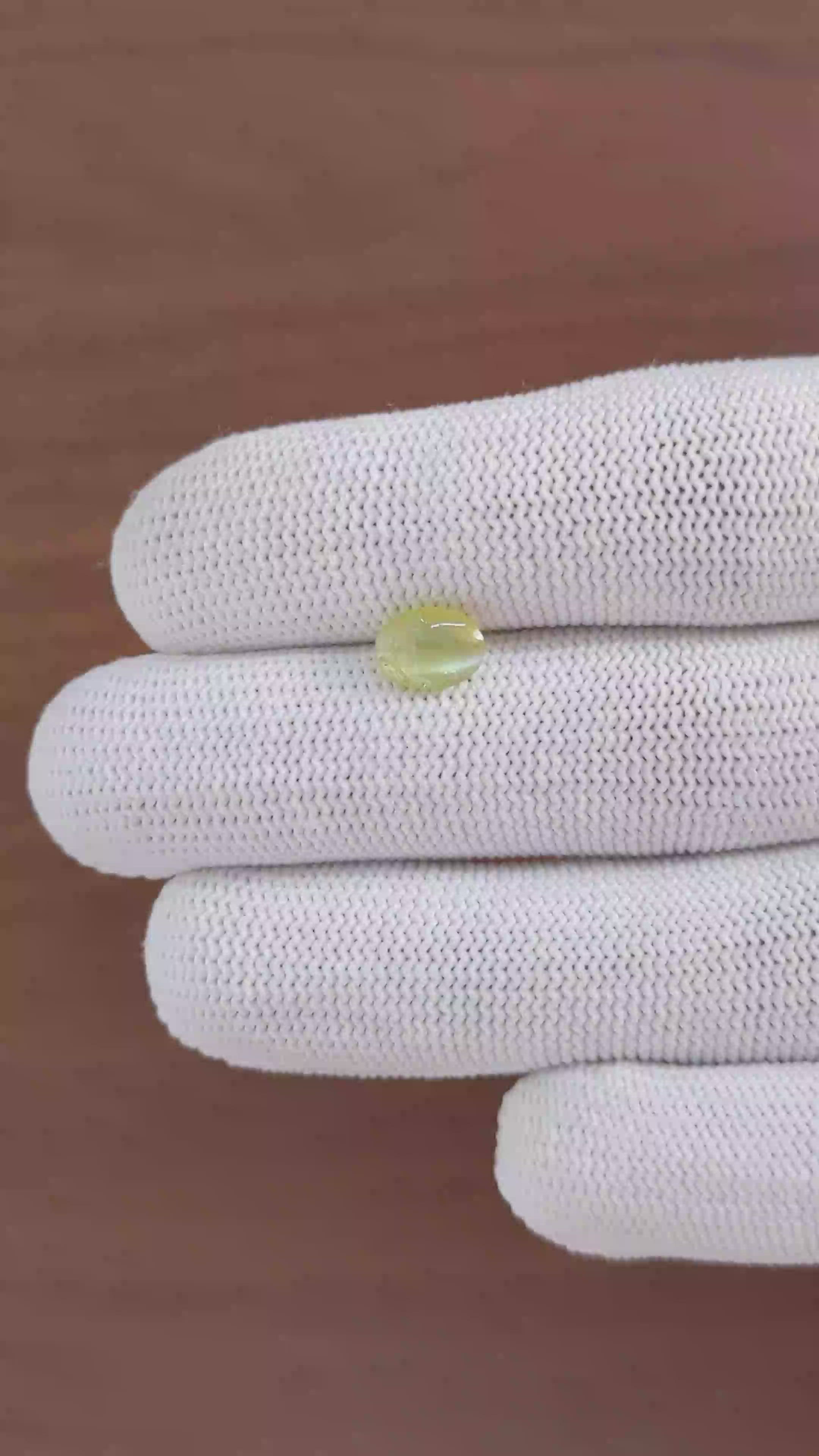 1.73 Ct. Greenish Yellow Cabochon Chrysoberyl from Tanzania Size Video