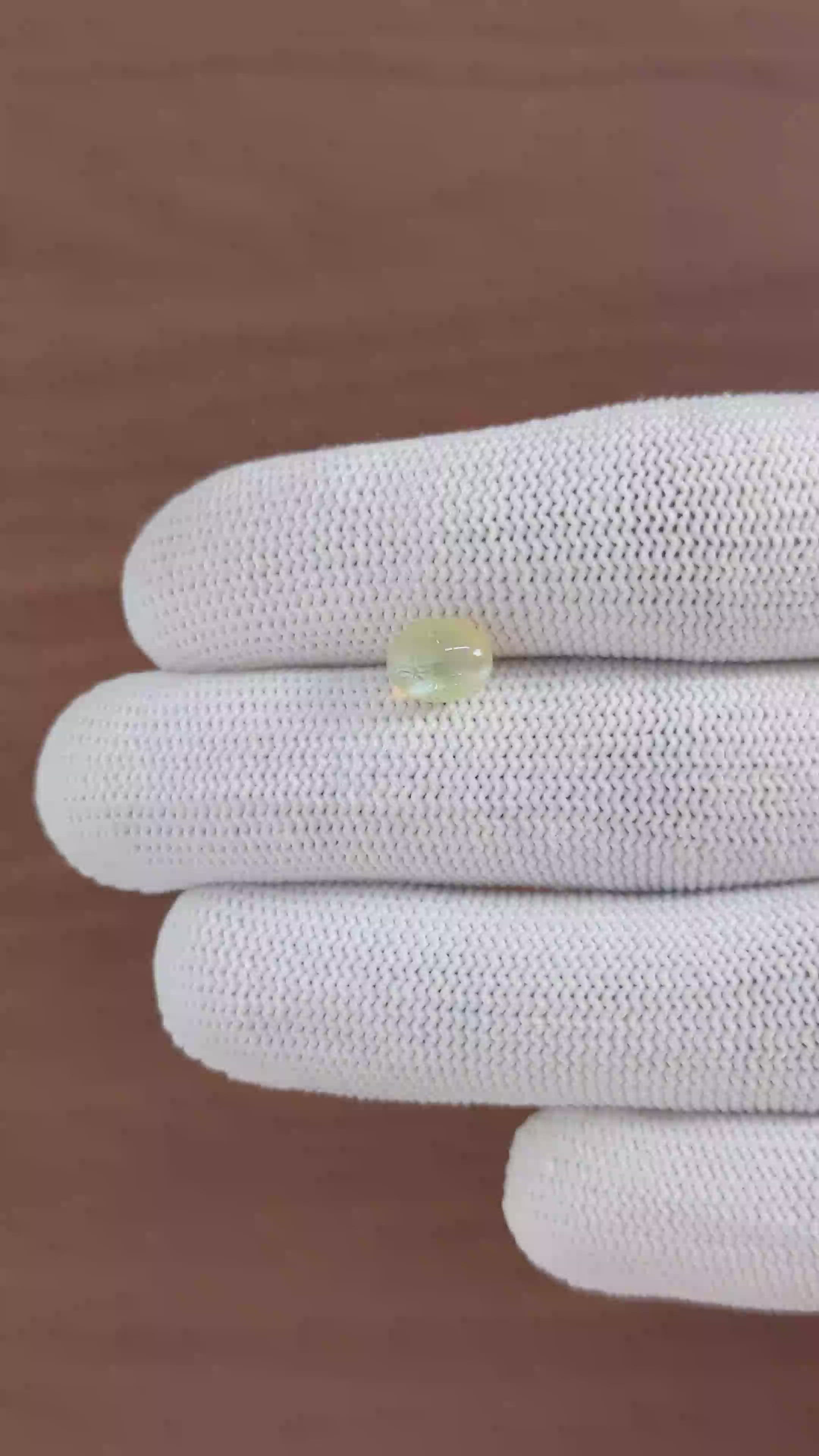 2.36 Ct. Greenish Yellow Cabochon Chrysoberyl from Tanzania Size Video