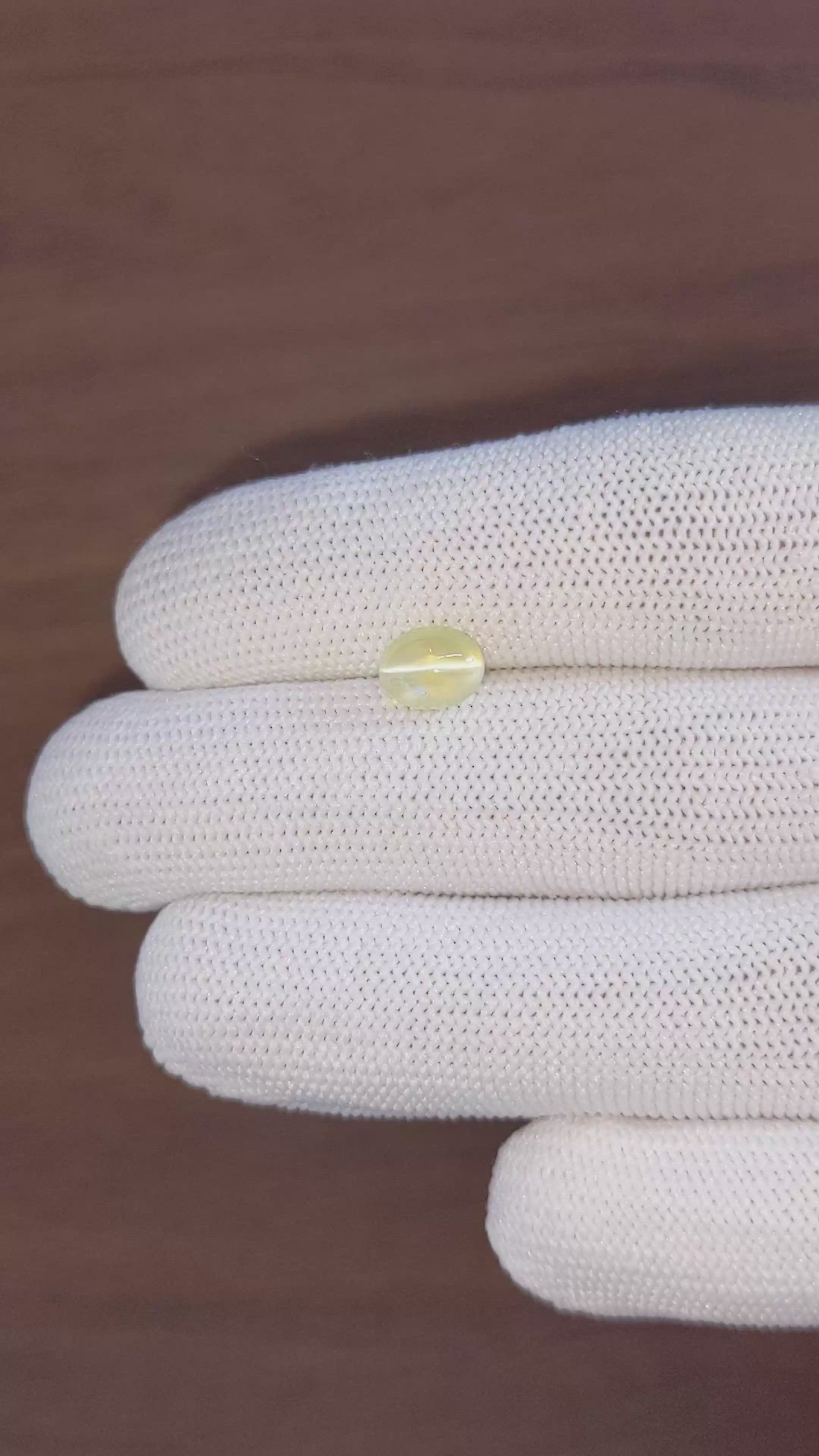 2.36 Ct. Greenish Yellow Cabochon Chrysoberyl from Tanzania Size Video