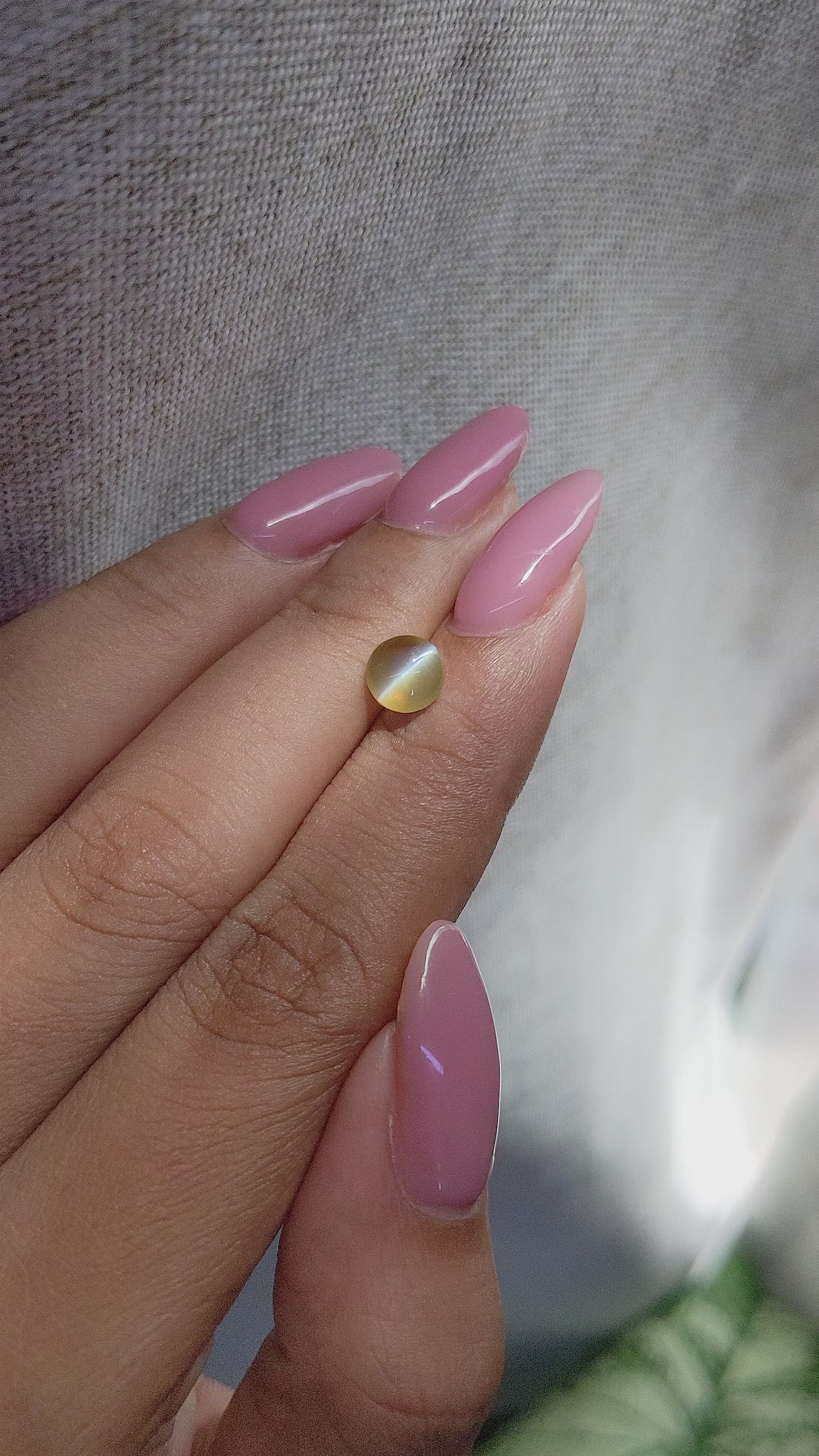 1.51 Ct. Brownish Green Cabochon Chrysoberyl from Tanzania Size Video