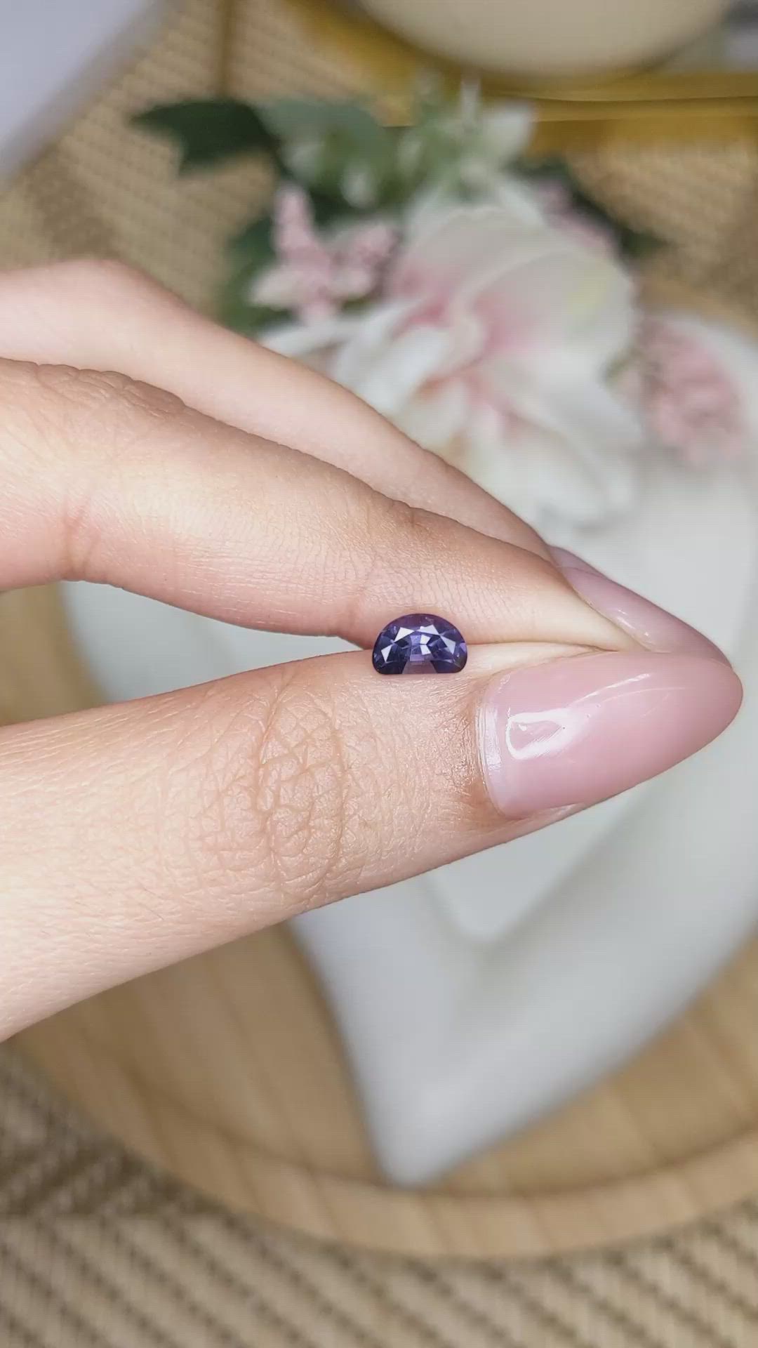 0.73 Ct. Purple Spinel from Ceylon (Sri Lanka) Size Video