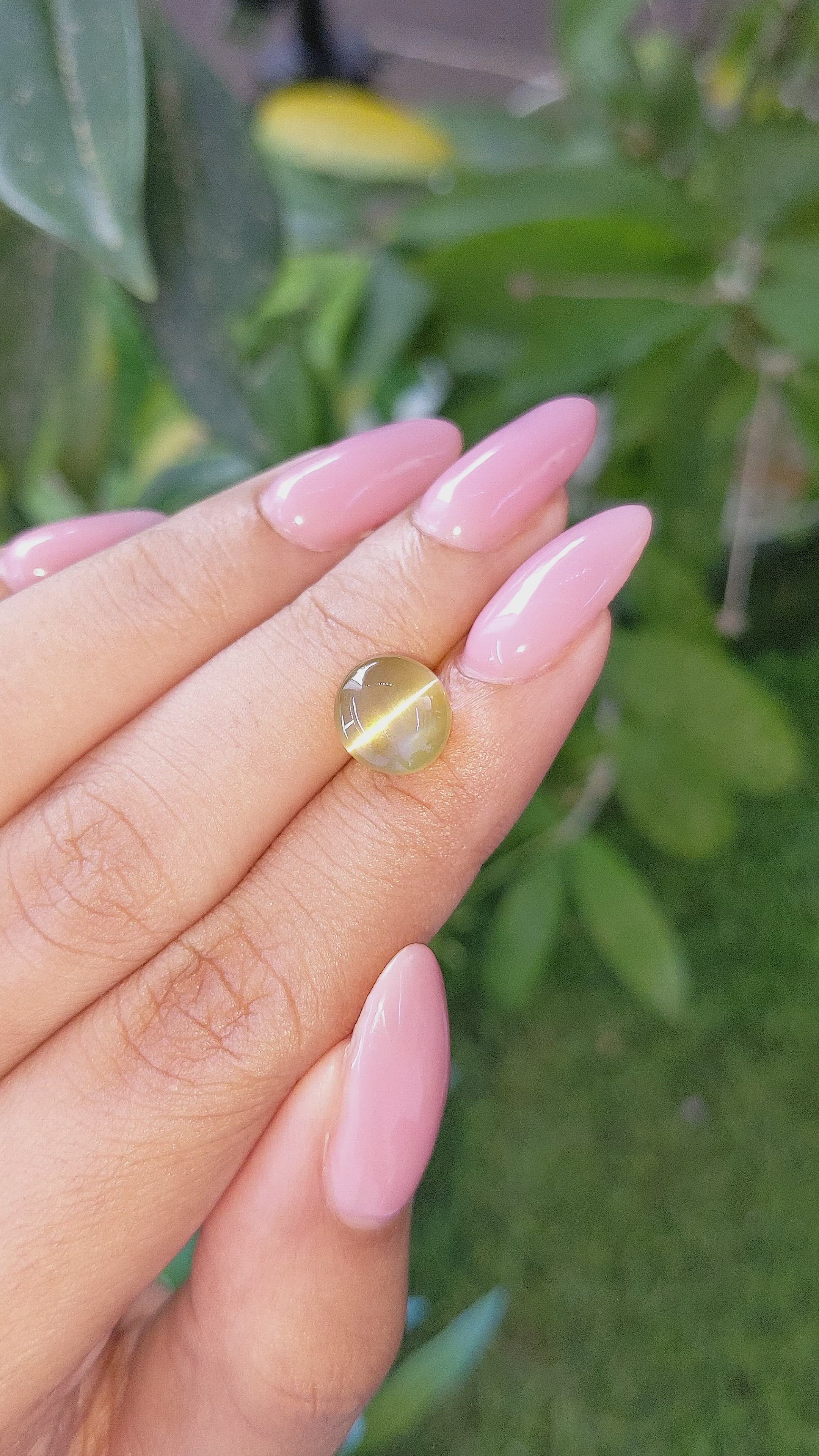 5.07 Ct. Greenish Brown Cabochon Chrysoberyl from Tanzania Size Video