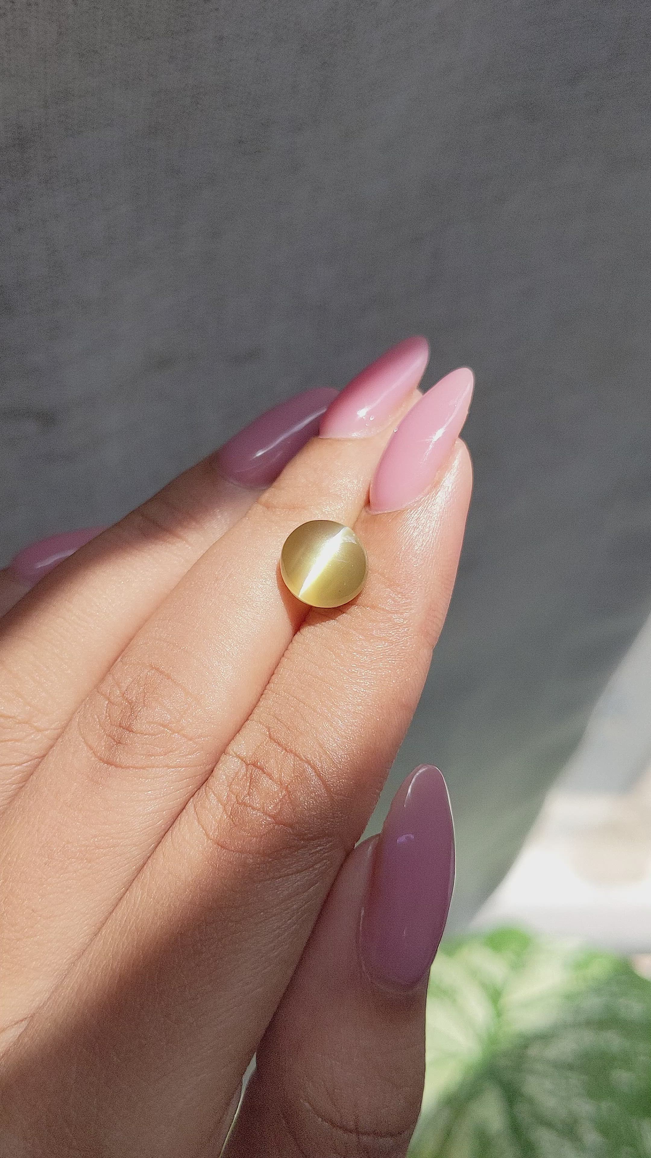 5.07 Ct. Greenish Brown Cabochon Chrysoberyl from Tanzania Size Video