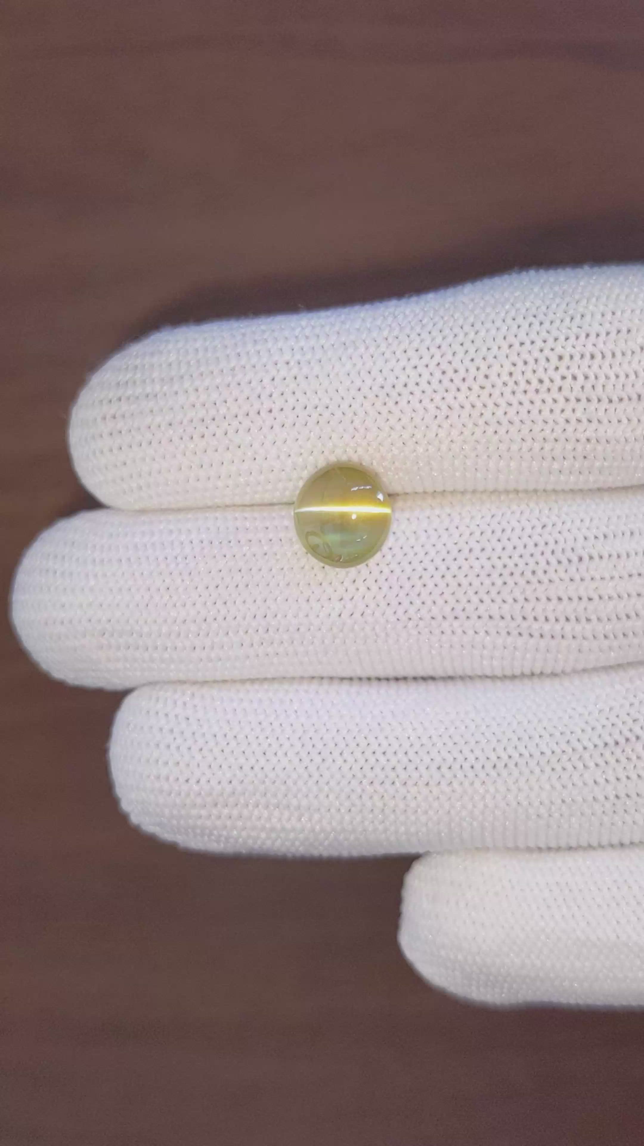 5.07 Ct. Greenish Brown Cabochon Chrysoberyl from Tanzania Size Video