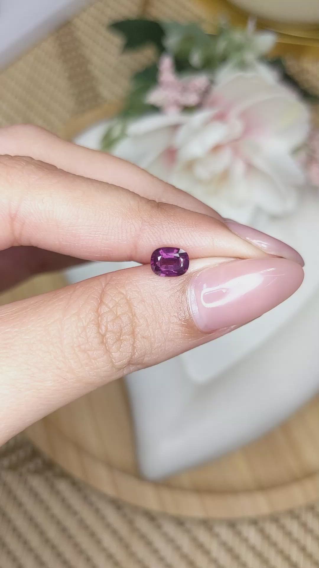 0.77 Ct. Purplish Pink Spinel from Ceylon (Sri Lanka) Size Video