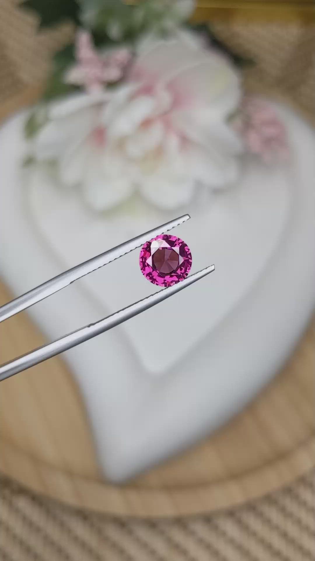 1.84 Ct. Purplish Pink Rhodolite Garnet from Ceylon (Sri Lanka) Size Video