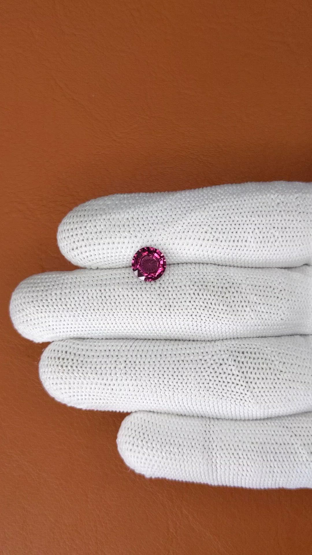 1.84 Ct. Purplish Pink Rhodolite Garnet from Ceylon (Sri Lanka) Size Video