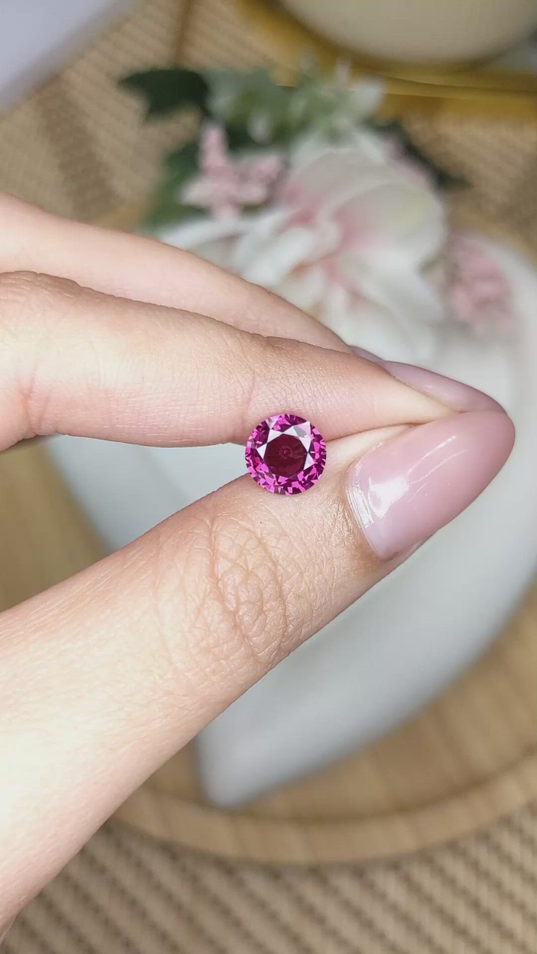 1.84 Ct. Purplish Pink Rhodolite Garnet from Ceylon (Sri Lanka) Size Video