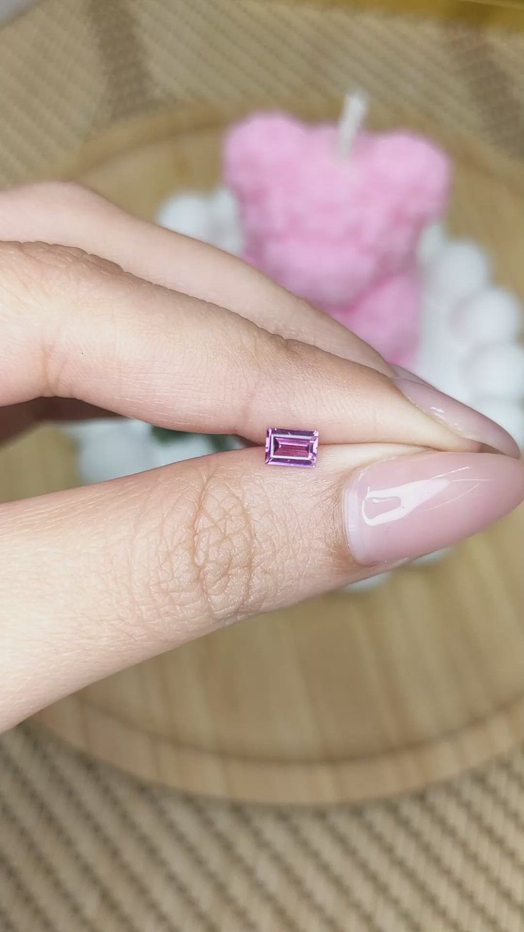 0.45 Ct. Purplish Pink Rhodolite Garnet from Ceylon (Sri Lanka) Size Video