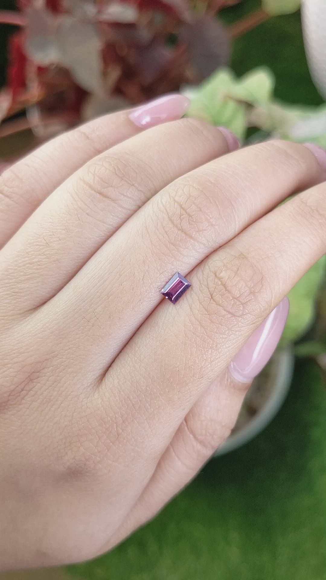 0.45 Ct. Purplish Pink Rhodolite Garnet from Ceylon (Sri Lanka) Size Video