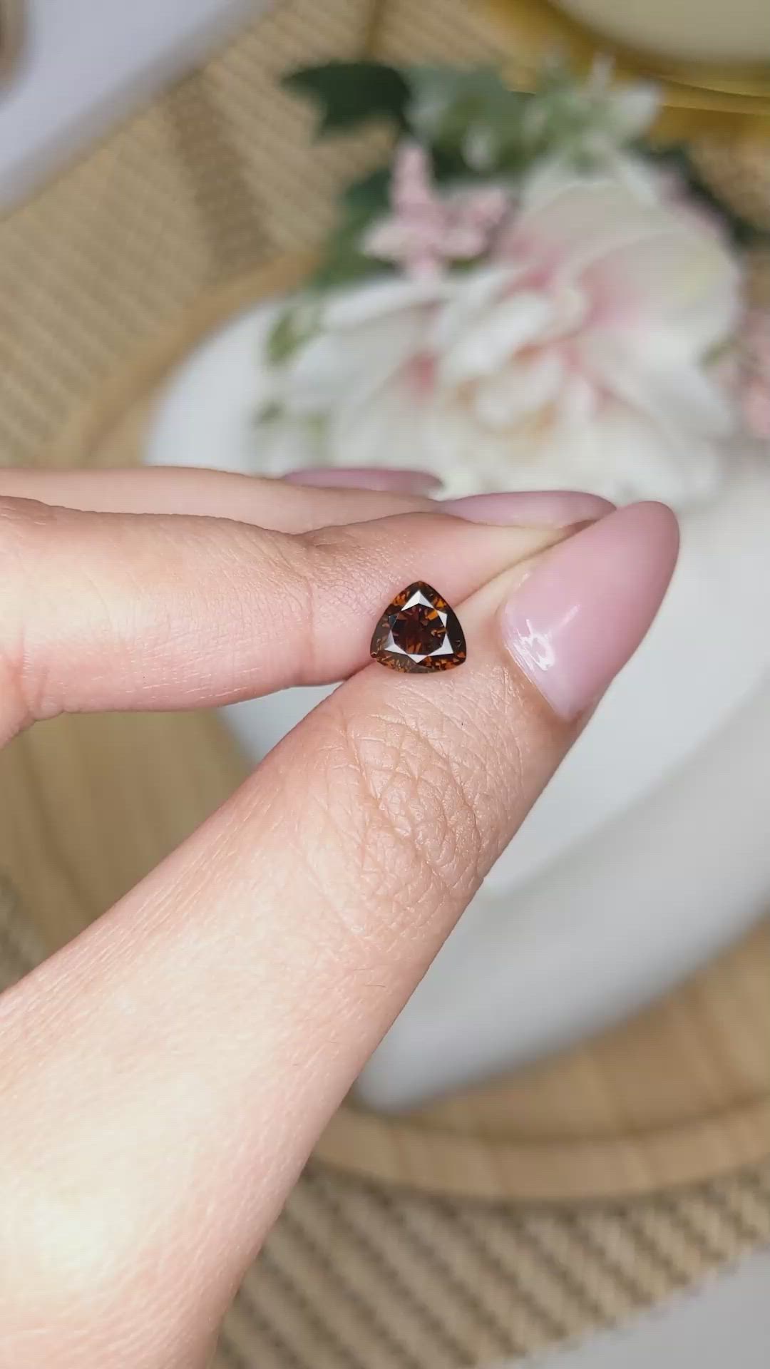 1.10 Ct. Brownish Orange Tourmaline from Ceylon (Sri Lanka) Size Video