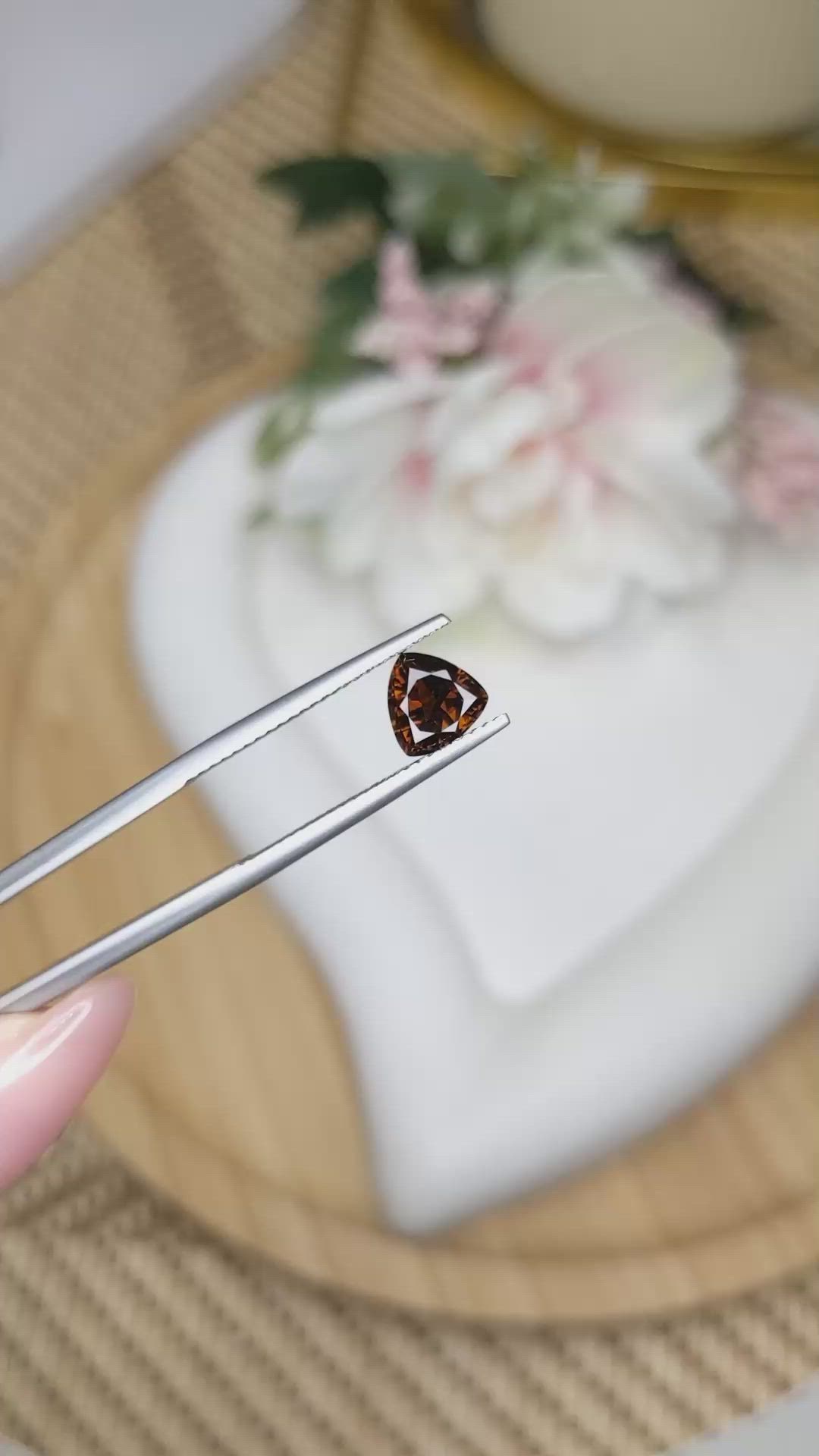 1.10 Ct. Brownish Orange Tourmaline from Ceylon (Sri Lanka) Size Video