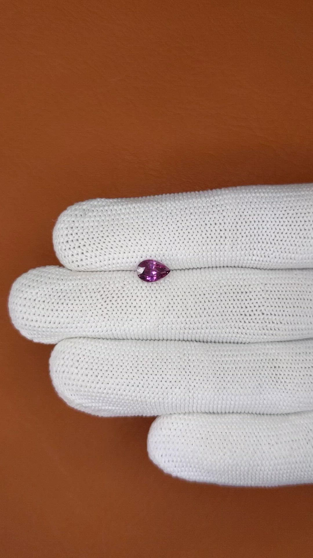 0.85 Ct. Pinkish Purple Rhodolite Garnet from Ceylon (Sri Lanka) Size Video