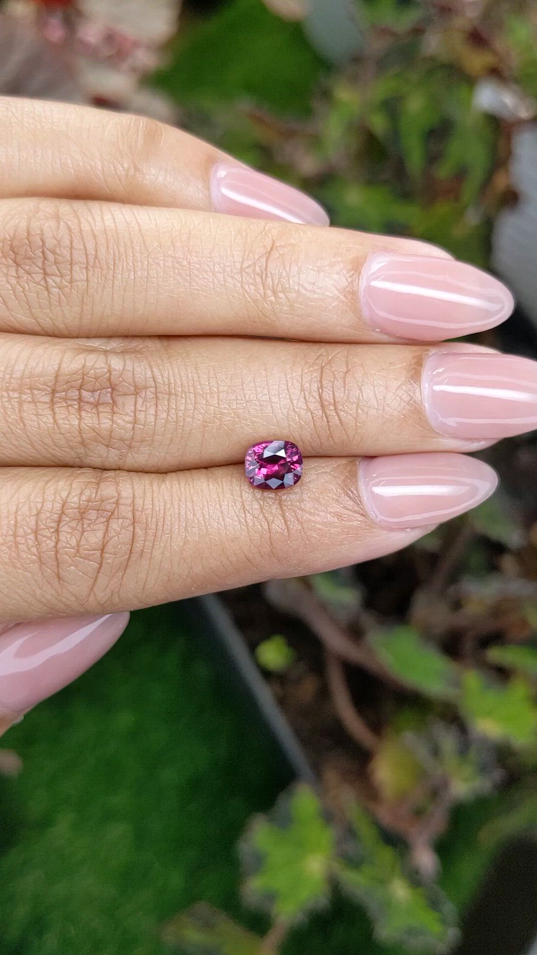 1.21 Ct. Reddish Purple Rhodolite Garnet from Ceylon (Sri Lanka) Size Video