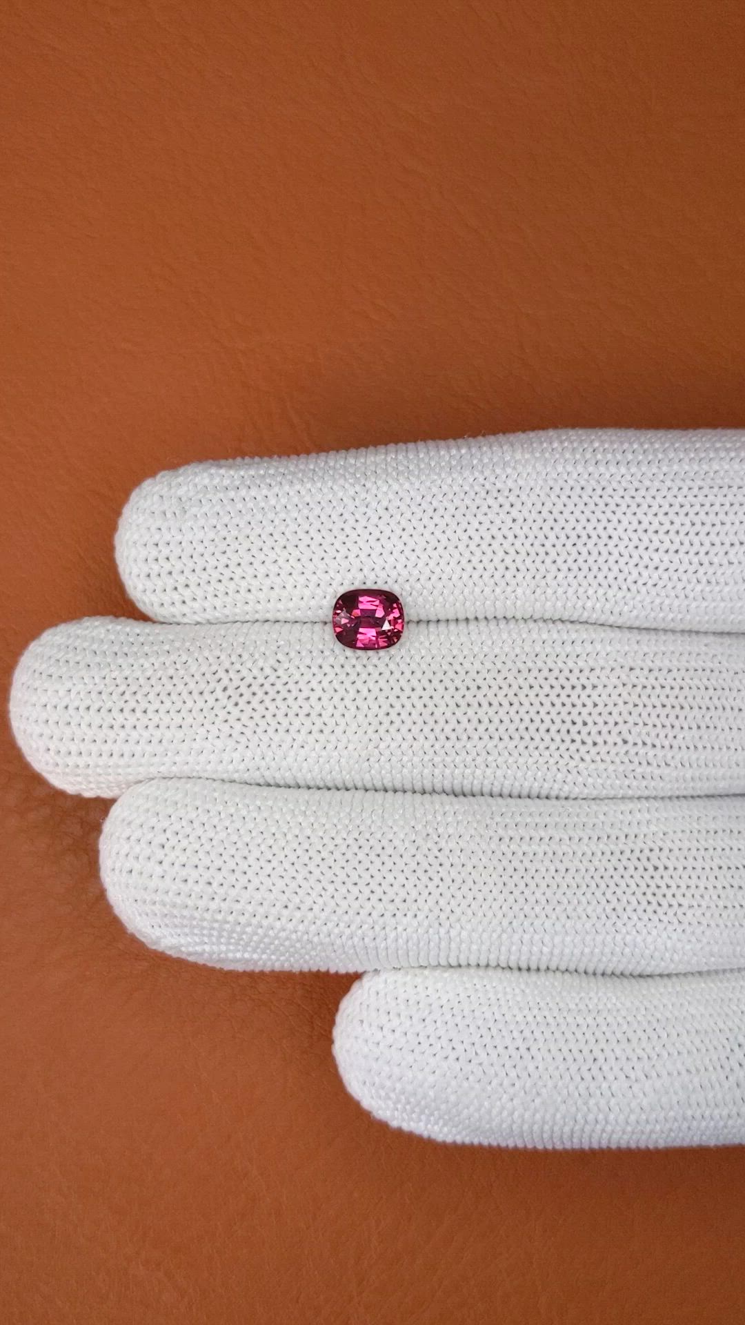 1.21 Ct. Reddish Purple Rhodolite Garnet from Ceylon (Sri Lanka) Size Video