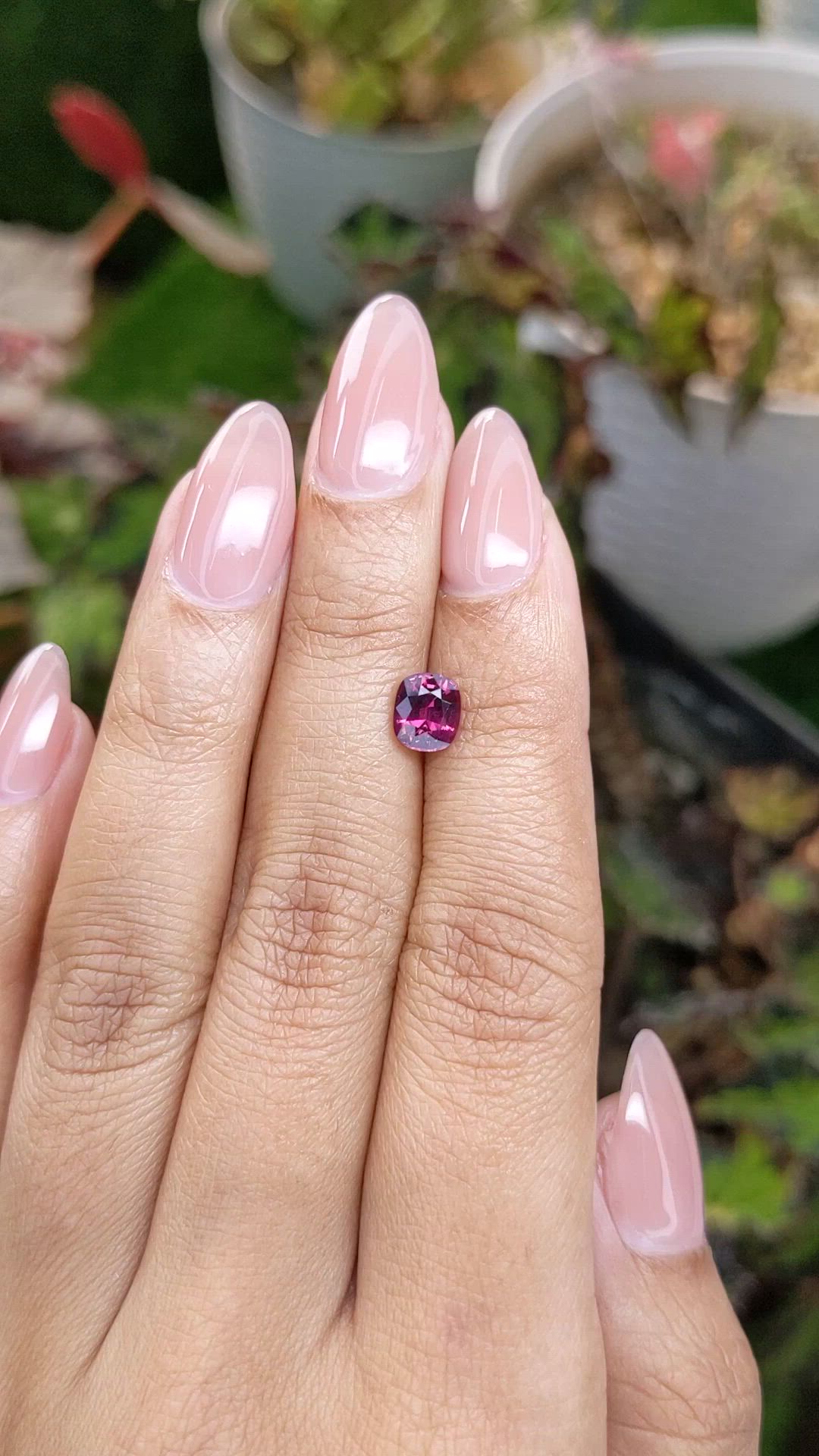 1.21 Ct. Reddish Purple Rhodolite Garnet from Ceylon (Sri Lanka) Size Video