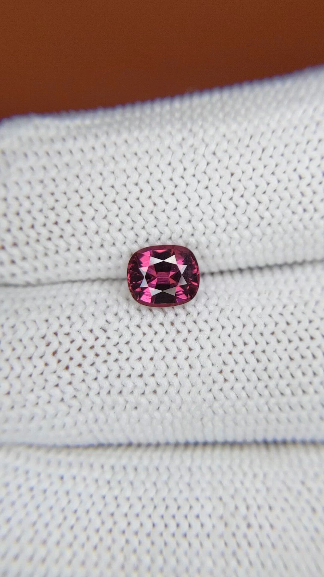 1.21 Ct. Reddish Purple Rhodolite Garnet from Ceylon (Sri Lanka) Size Video