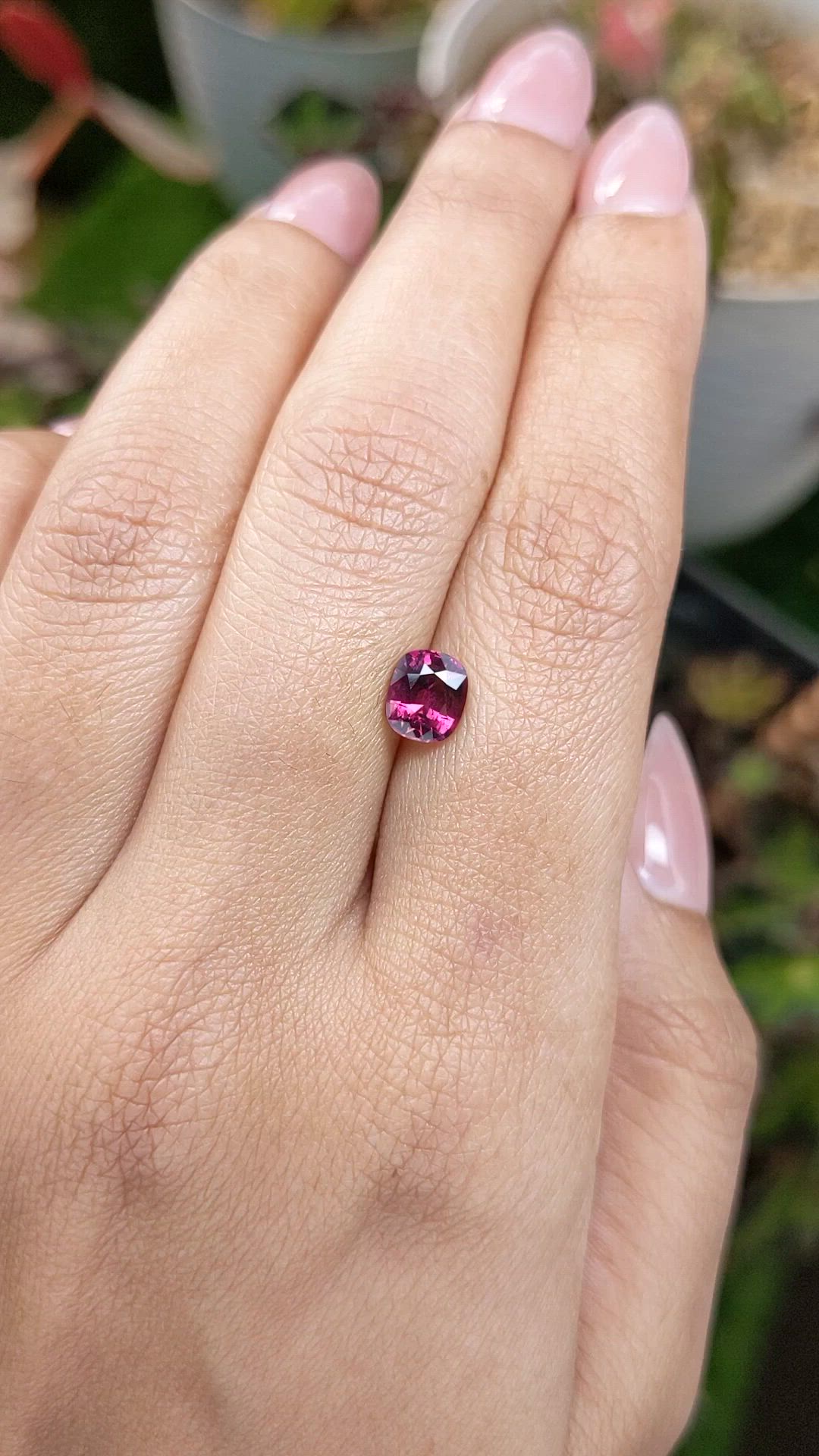 1.21 Ct. Reddish Purple Rhodolite Garnet from Ceylon (Sri Lanka) Size Video