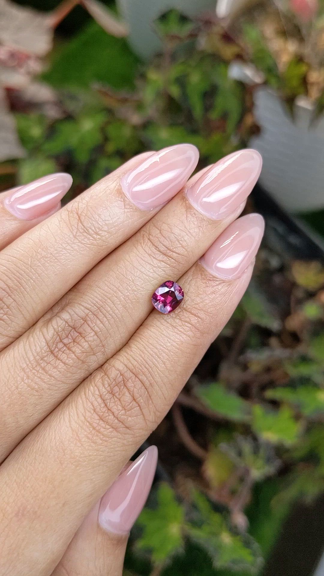 1.21 Ct. Reddish Purple Rhodolite Garnet from Ceylon (Sri Lanka) Size Video