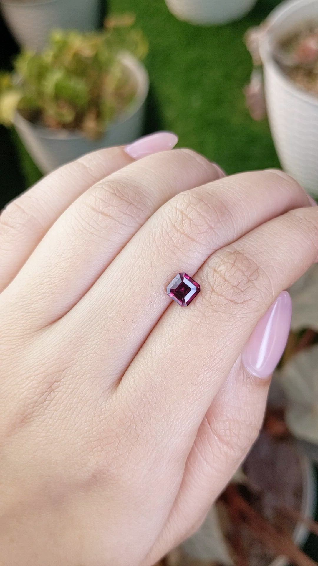 1.26 Ct. Pinkish Purple Rhodolite Garnet from Ceylon (Sri Lanka) Size Video