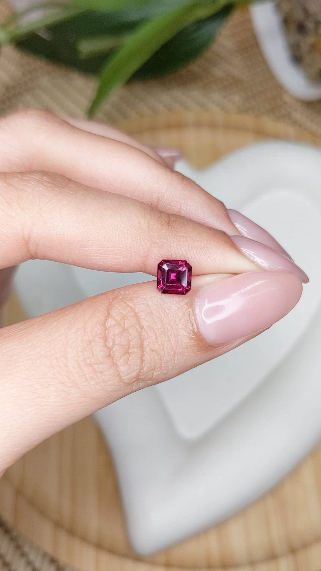1.26 Ct. Pinkish Purple Rhodolite Garnet from Ceylon (Sri Lanka) Size Video