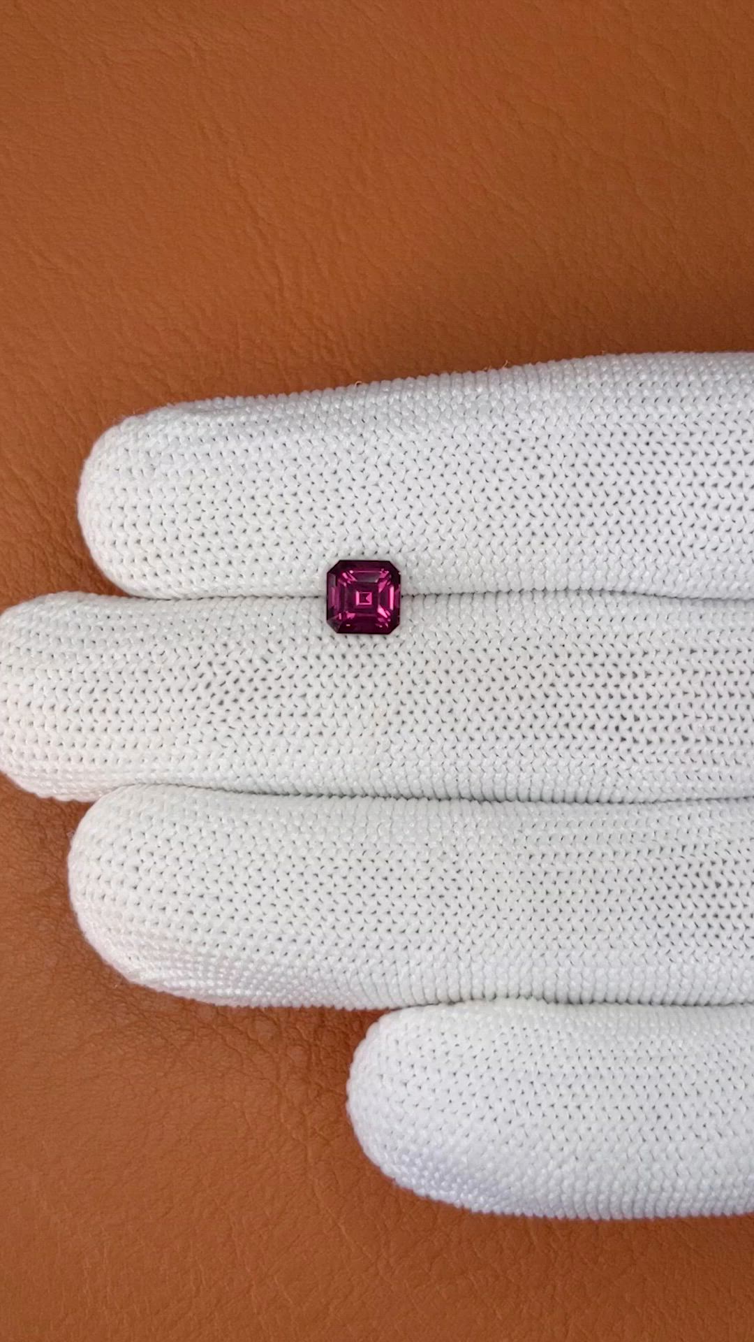1.26 Ct. Pinkish Purple Rhodolite Garnet from Ceylon (Sri Lanka) Size Video