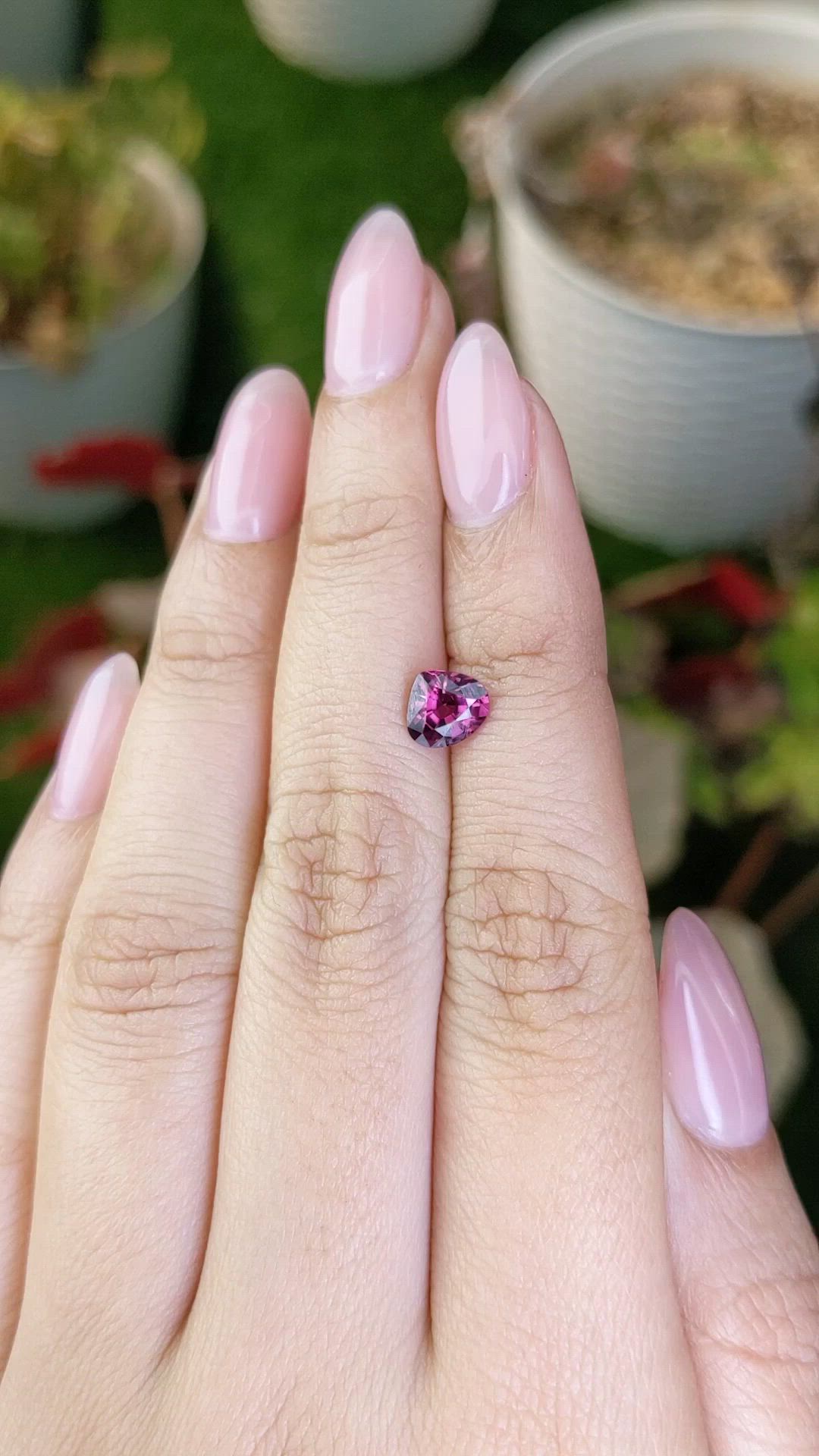 1.07 Ct. Purplish Pink Rhodolite Garnet from Ceylon (Sri Lanka) Size Video