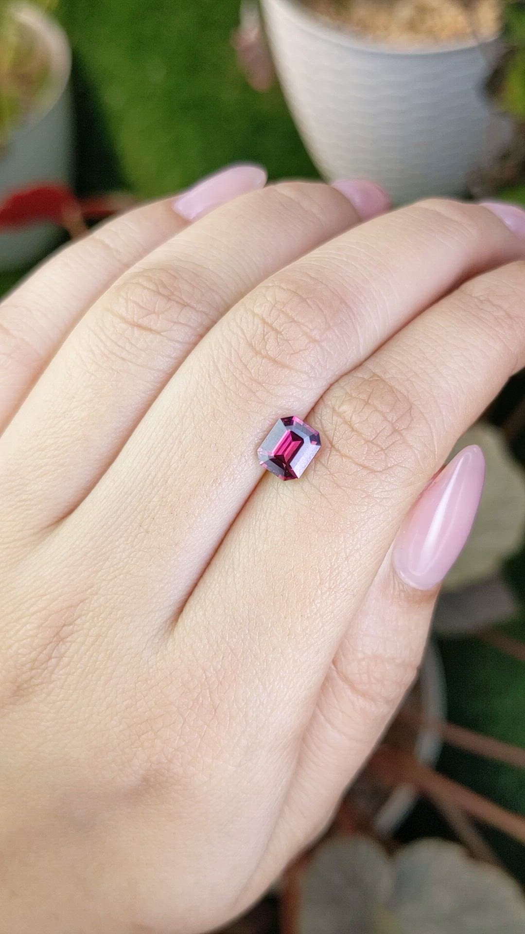 1.31 Ct. Purplish Red Rhodolite Garnet from Ceylon (Sri Lanka) Size Video