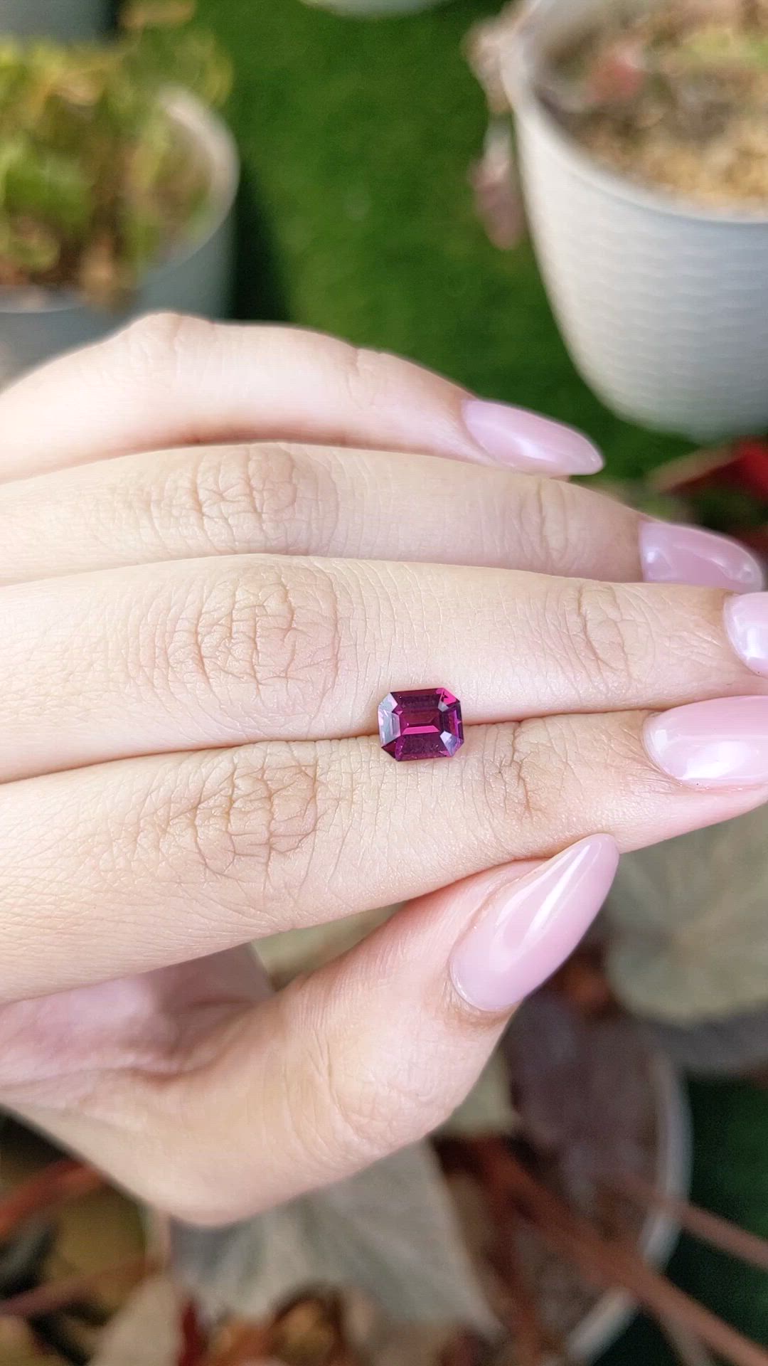 1.31 Ct. Purplish Red Rhodolite Garnet from Ceylon (Sri Lanka) Size Video