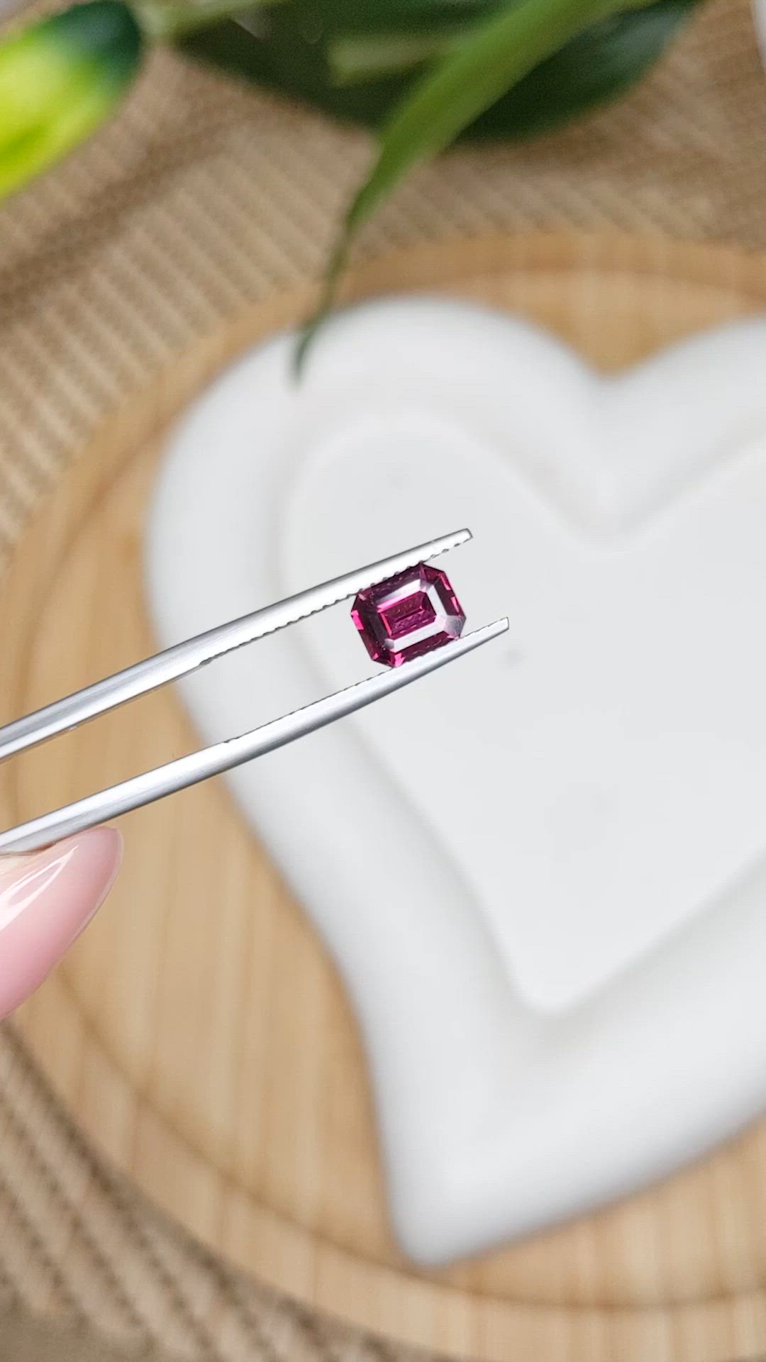 1.31 Ct. Purplish Red Rhodolite Garnet from Ceylon (Sri Lanka) Size Video