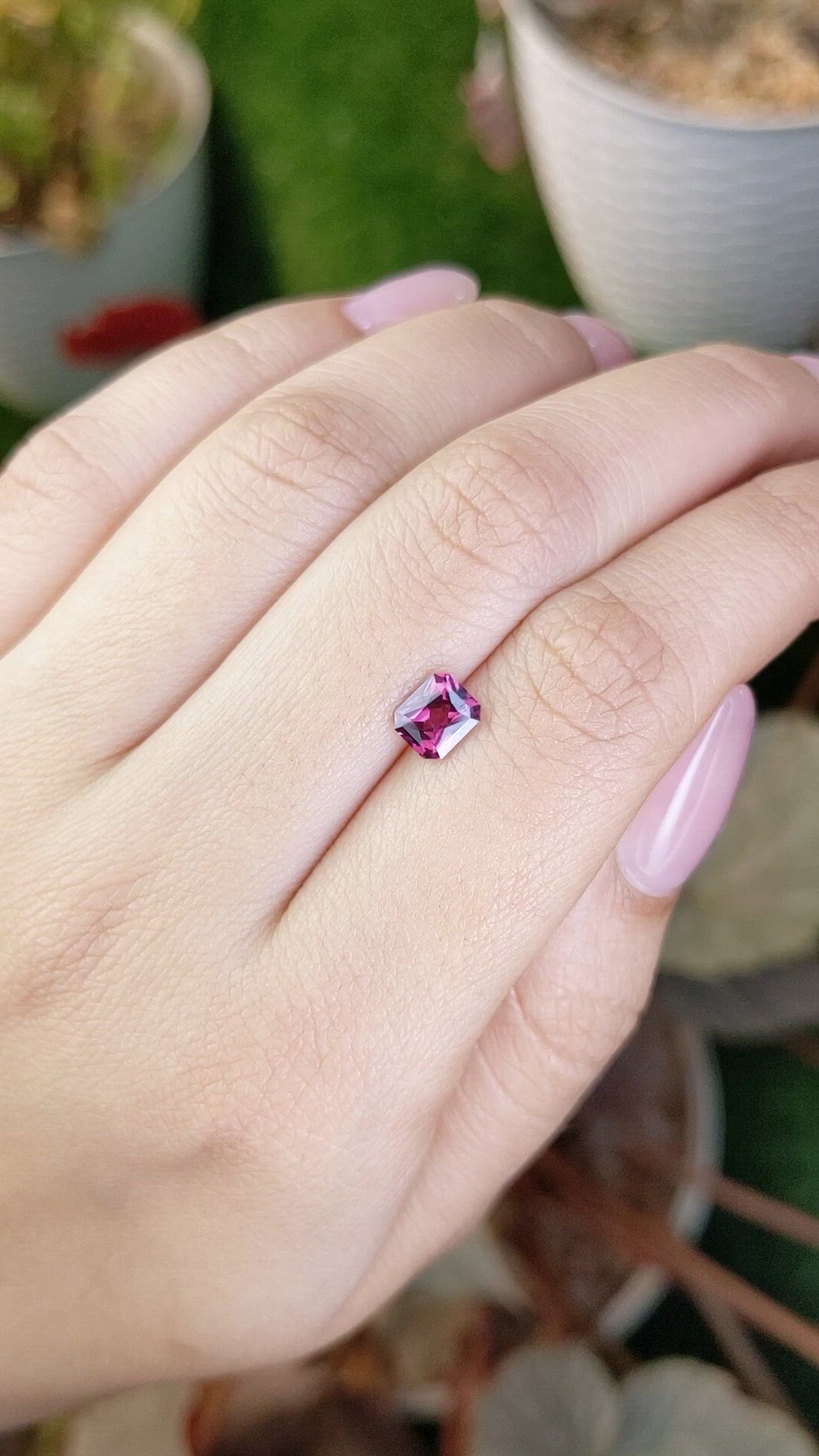 0.88 Ct. Purplish Pink Rhodolite Garnet from Ceylon (Sri Lanka) Size Video