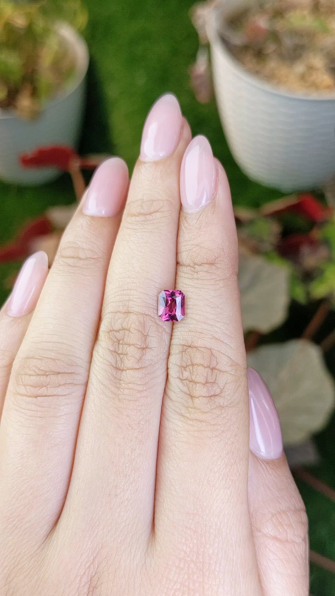 0.88 Ct. Purplish Pink Rhodolite Garnet from Ceylon (Sri Lanka) Size Video