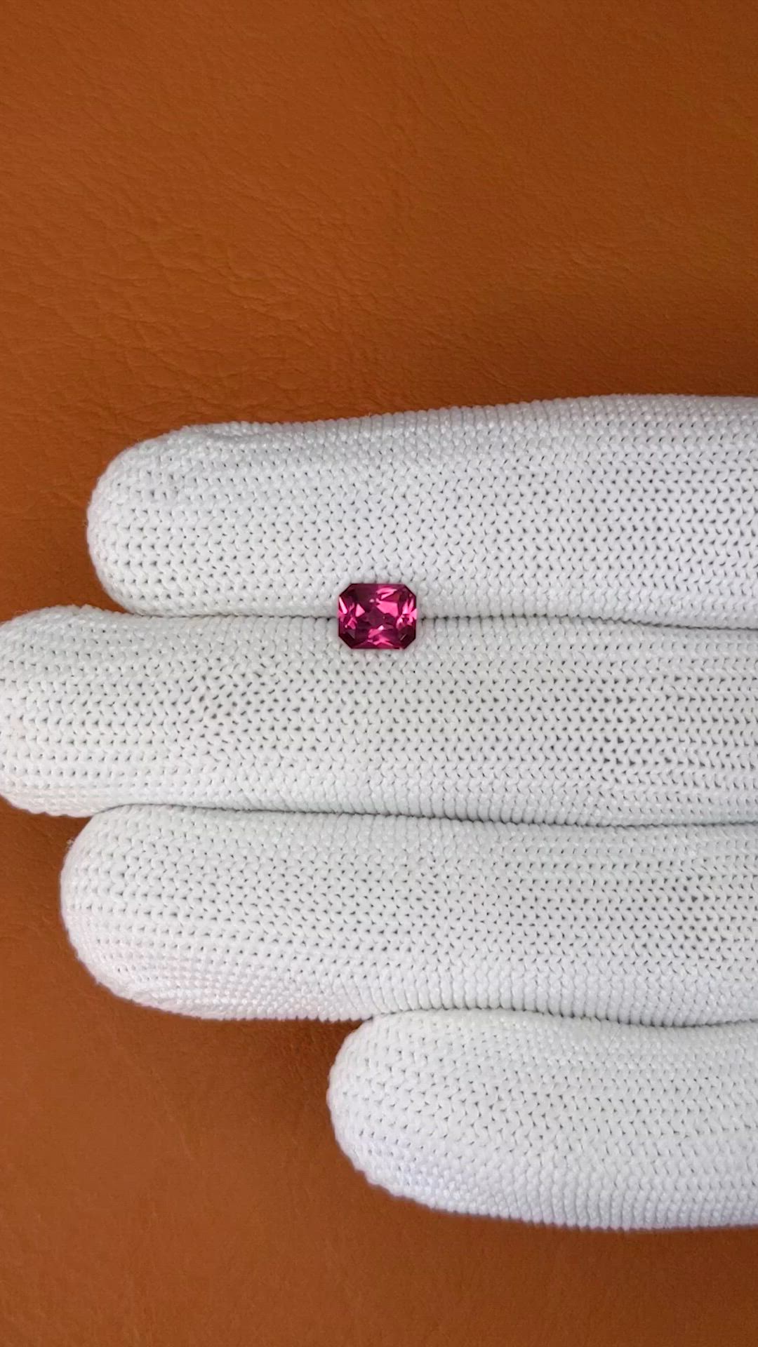0.88 Ct. Purplish Pink Rhodolite Garnet from Ceylon (Sri Lanka) Size Video