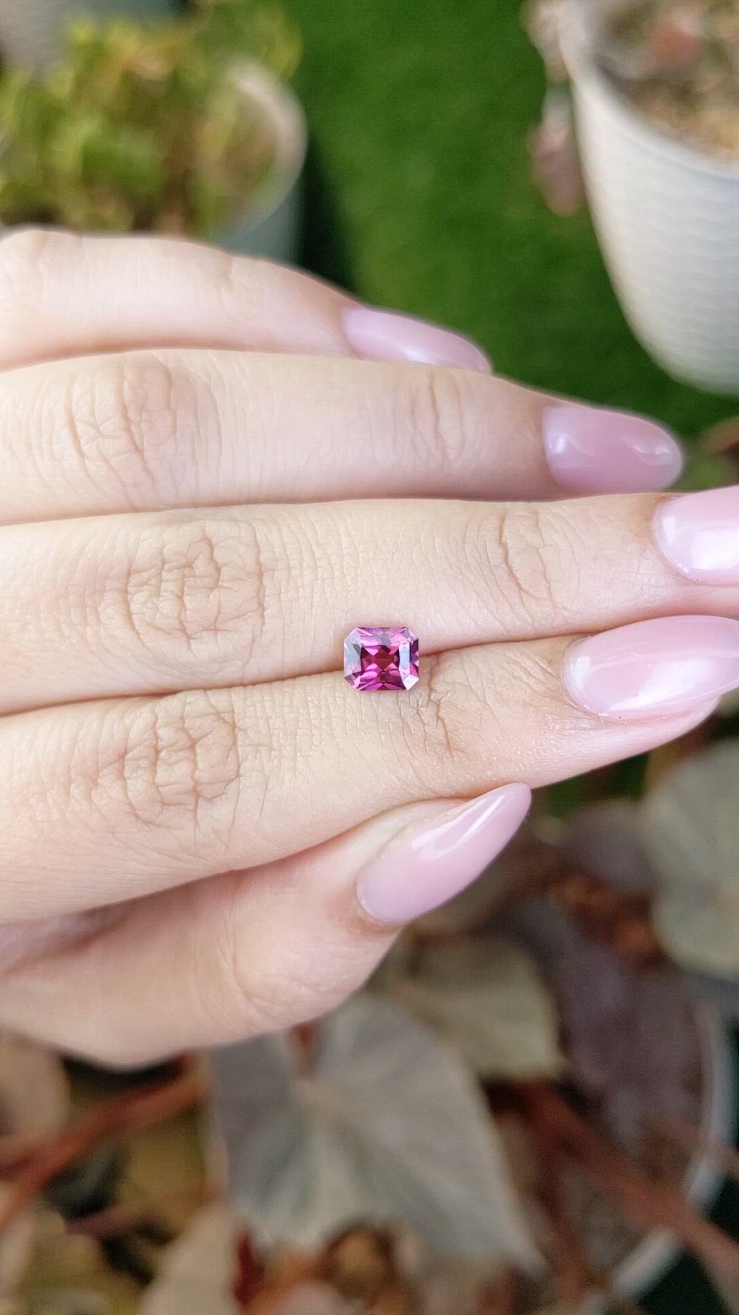0.88 Ct. Purplish Pink Rhodolite Garnet from Ceylon (Sri Lanka) Size Video