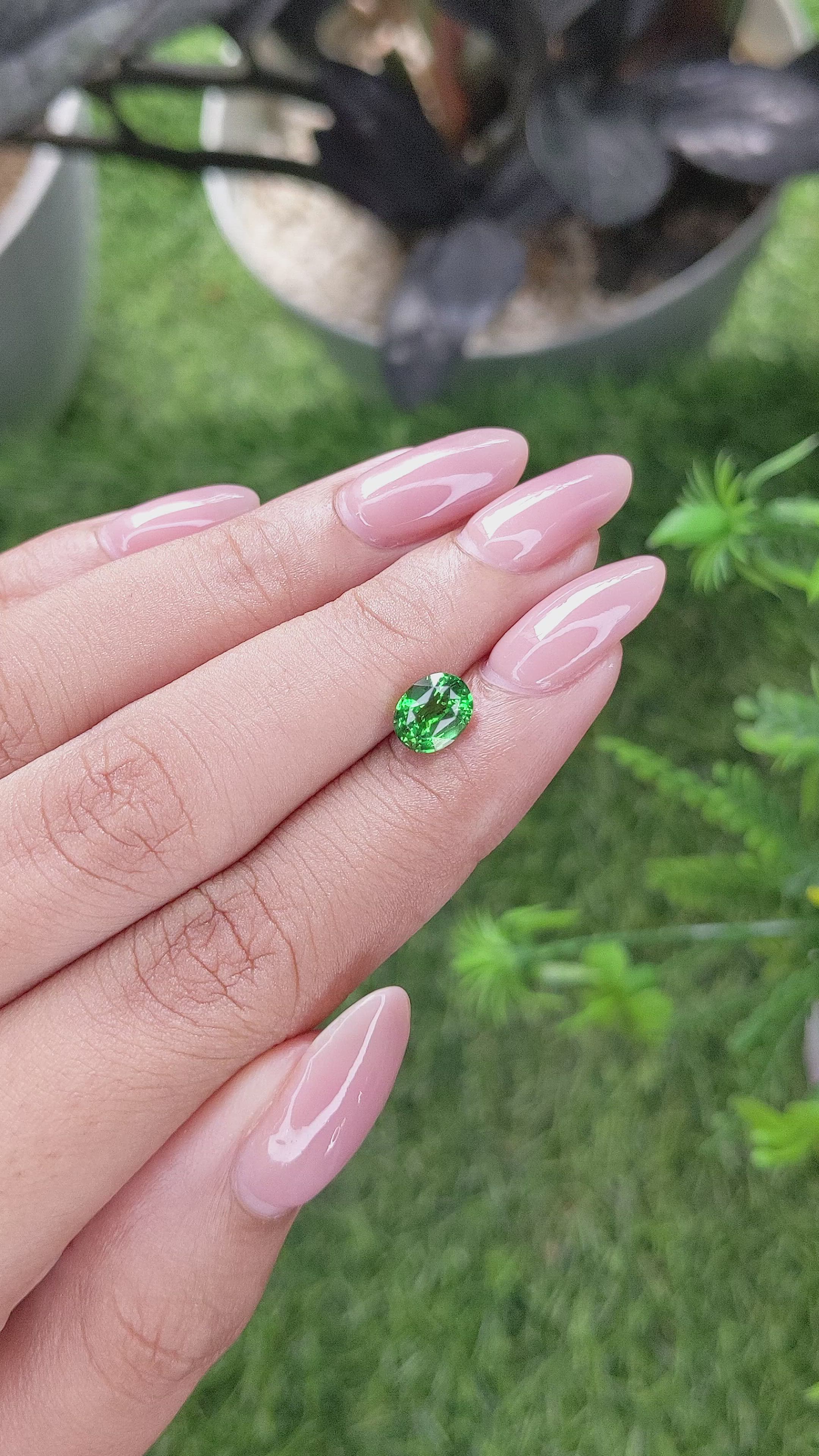 1.52 Ct. Tsavorite Garnet from Tanzania Size Video