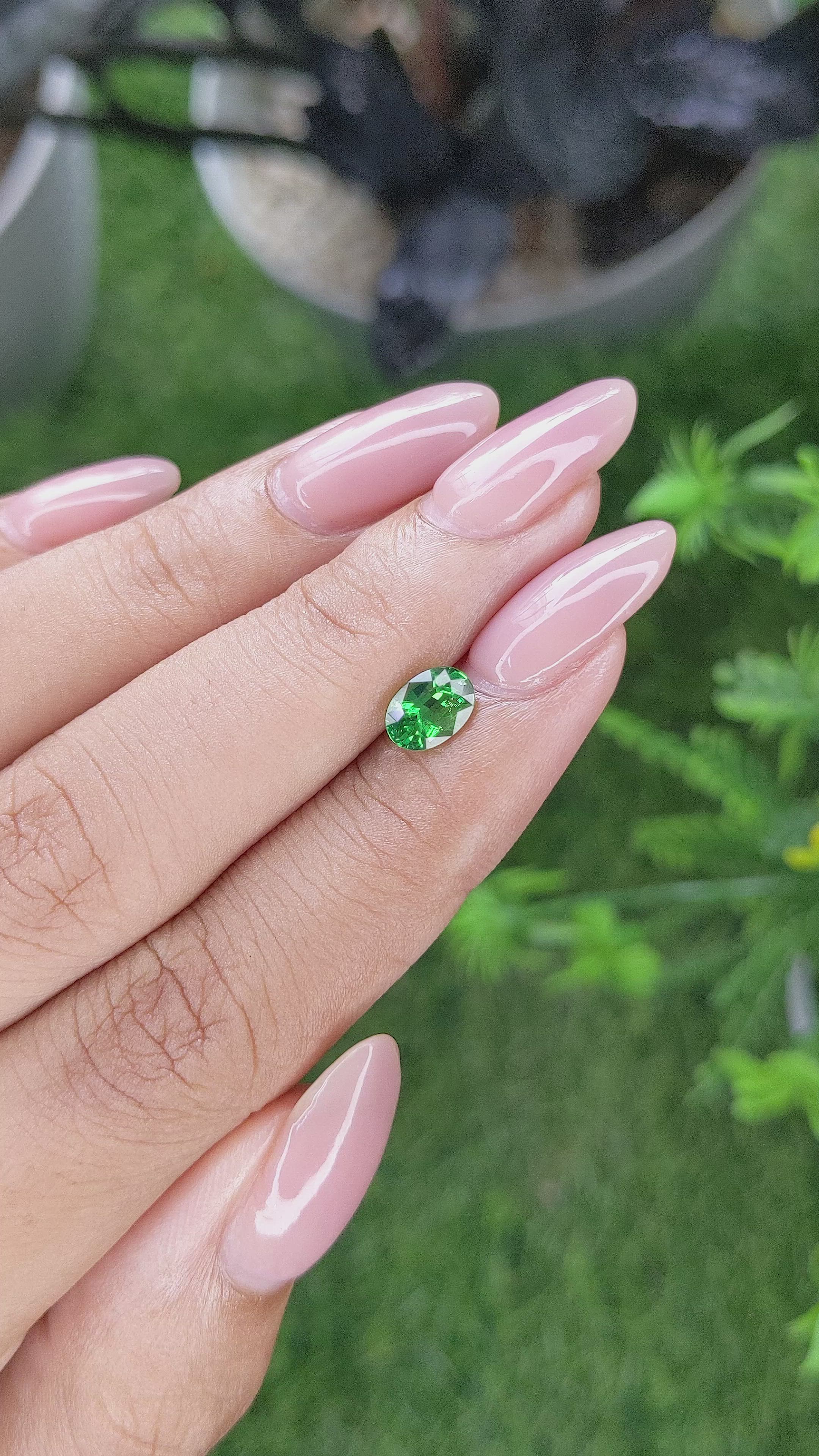 1.01 Ct. Tsavorite Garnet from Tanzania Size Video