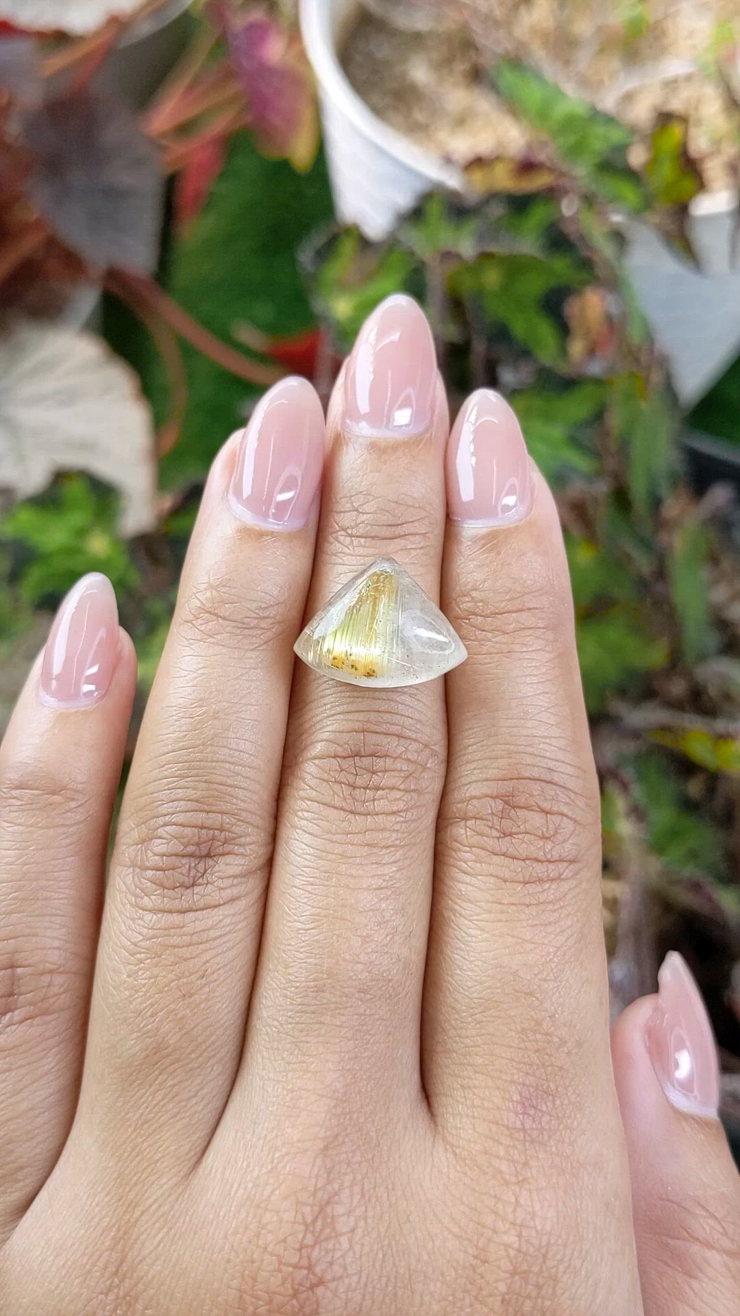 10.42 Ct. Yellow Cabochon Rutilated Quartz from Ceylon (Sri Lanka) Size Video